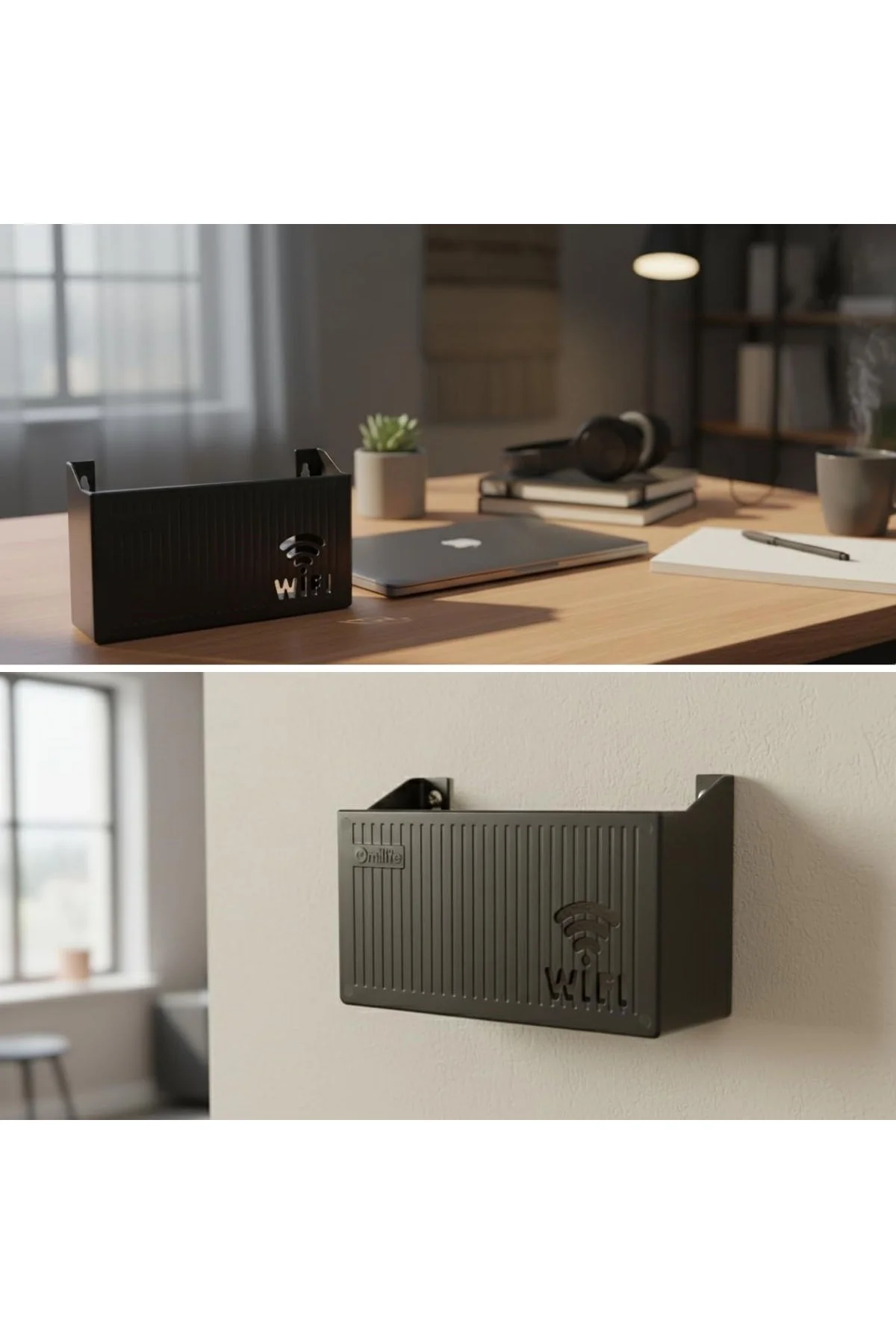 Duvar Tipi Wi-Fi Modem Saklama Kutusu(Siyah) – Kablo Düzenleyici Router Raf Organizer (4741) - Just Cheap Store Görsel 3