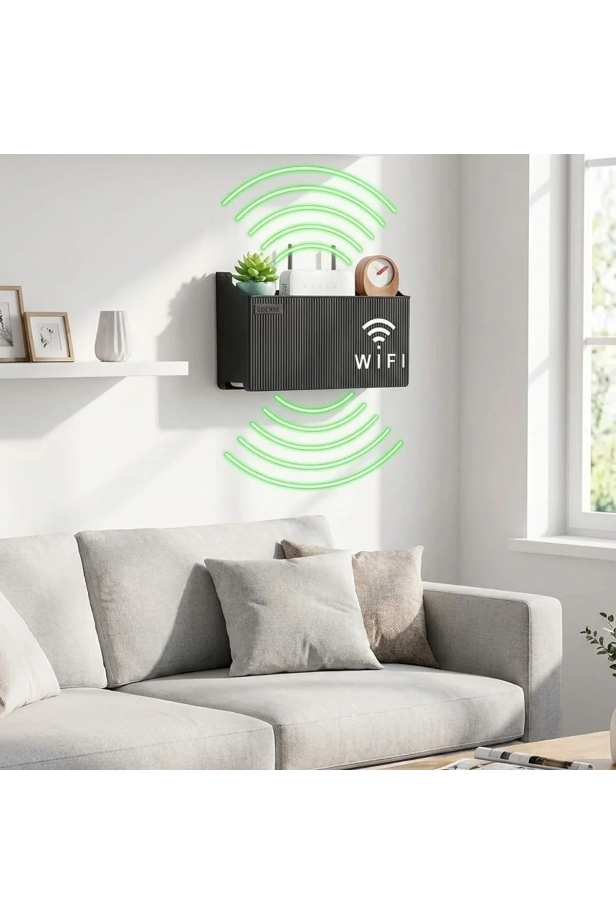 Duvar Tipi Wi-Fi Modem Saklama Kutusu(Siyah) – Kablo Düzenleyici Router Raf Organizer (4741) - Just Cheap Store Görsel 2