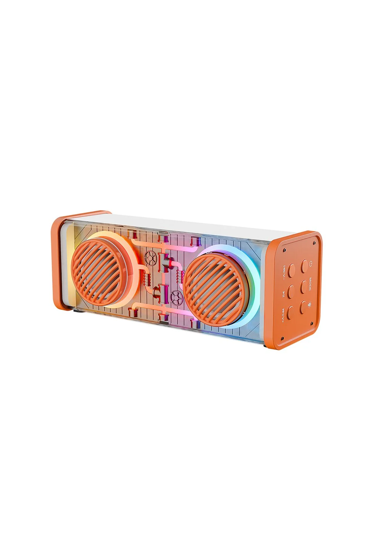 TURUNCU-BEYAZ KABLOSUZ HOPARLÖR - SPEAKER TAŞINABİLİR MP3 IŞIKLI USB ŞARJLI BT - AUX - TES 10 MT MEN