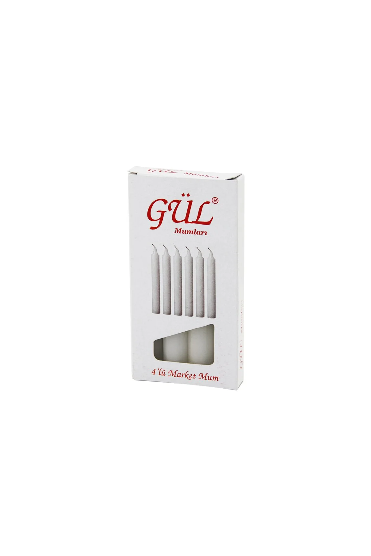 4PCS - İNCE ÇAP=1.6CM - UZUNLUK=12CM BEYAZ KLASİK MARKET MUM