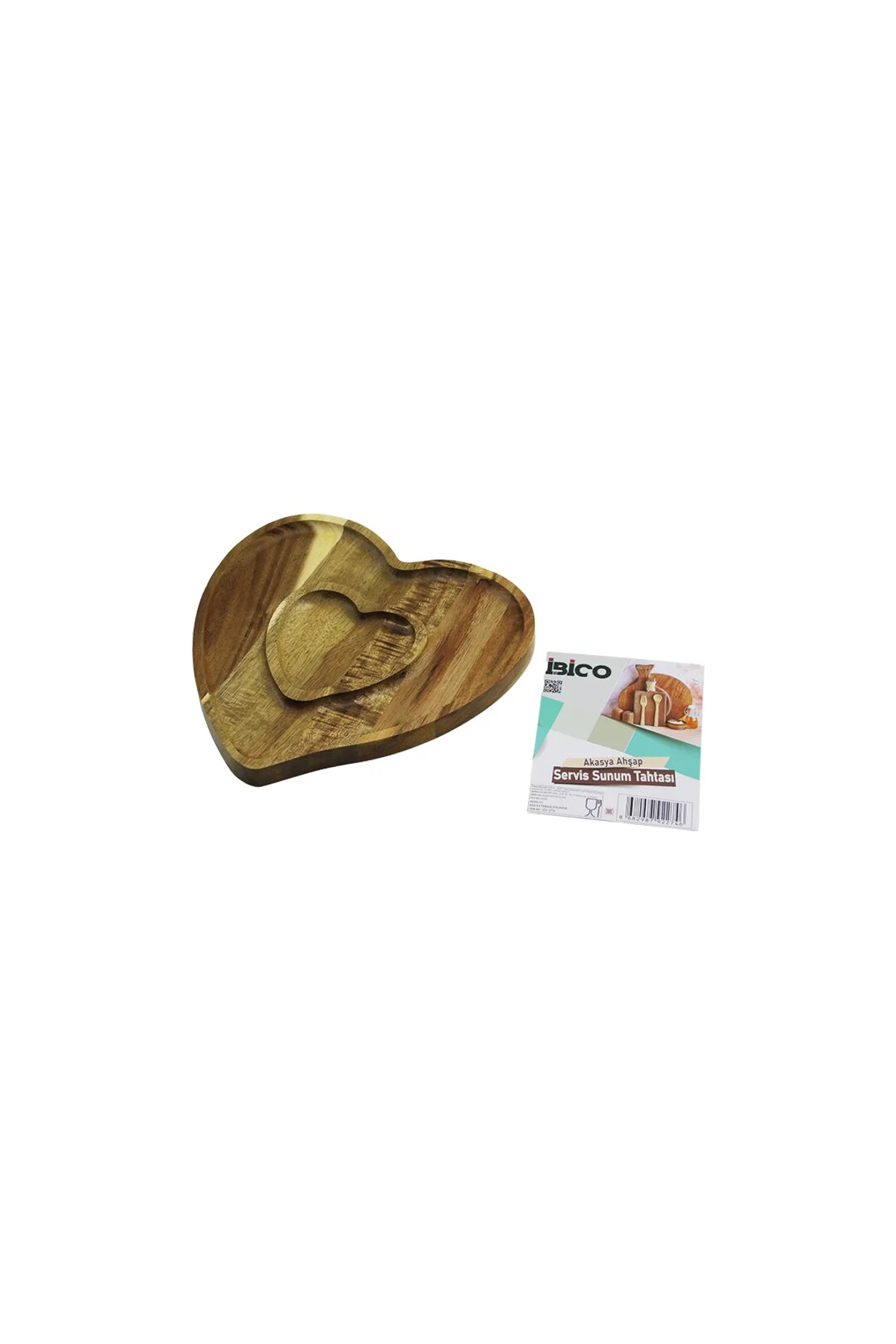 AKASYA KALP MODEL 2 BÖLMELİ=1+1 AHŞAP BAMBU SERVİS SUNUM TEPSİ - TAHTASI 20.5 X 19.5 X 1.4CM (4741)