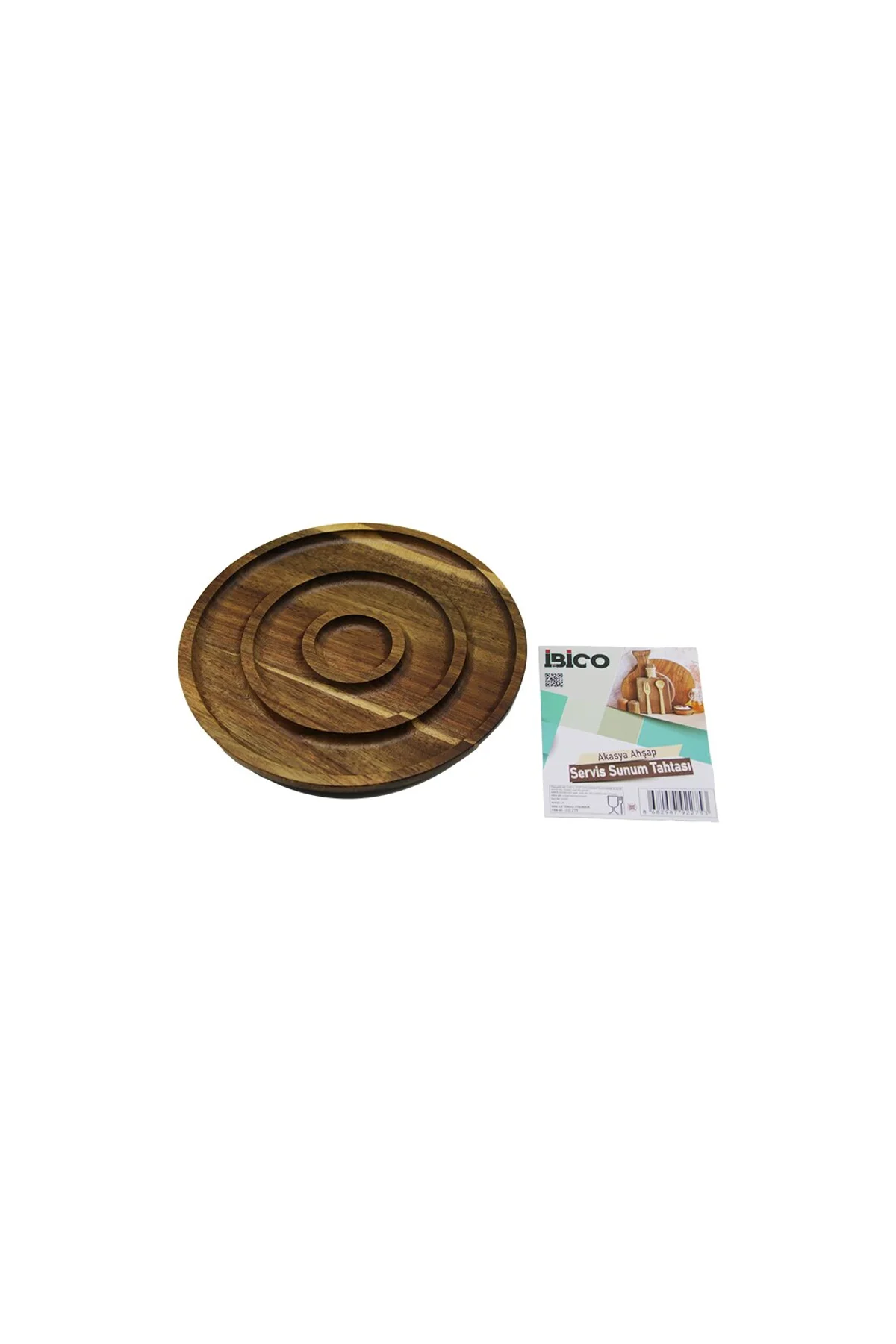 AKASYA YUVARLAK 2 BÖLMELİ=1+1 AHŞAP SERVİS SUNUM TEPSİ - TAHTASI 20 X 1.4CM (4741)