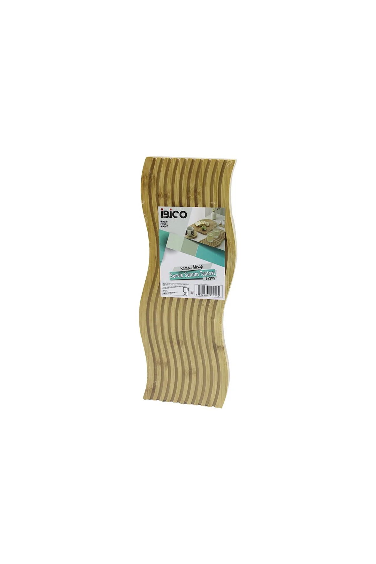 DALGALI ŞEKİLLİ - KANALLI ÇİFT TARAF=DÜZ - KANALLI AHŞAP BAMBU SERVİS SUNUM TAHTASI 17 X 39 X 1.5CM