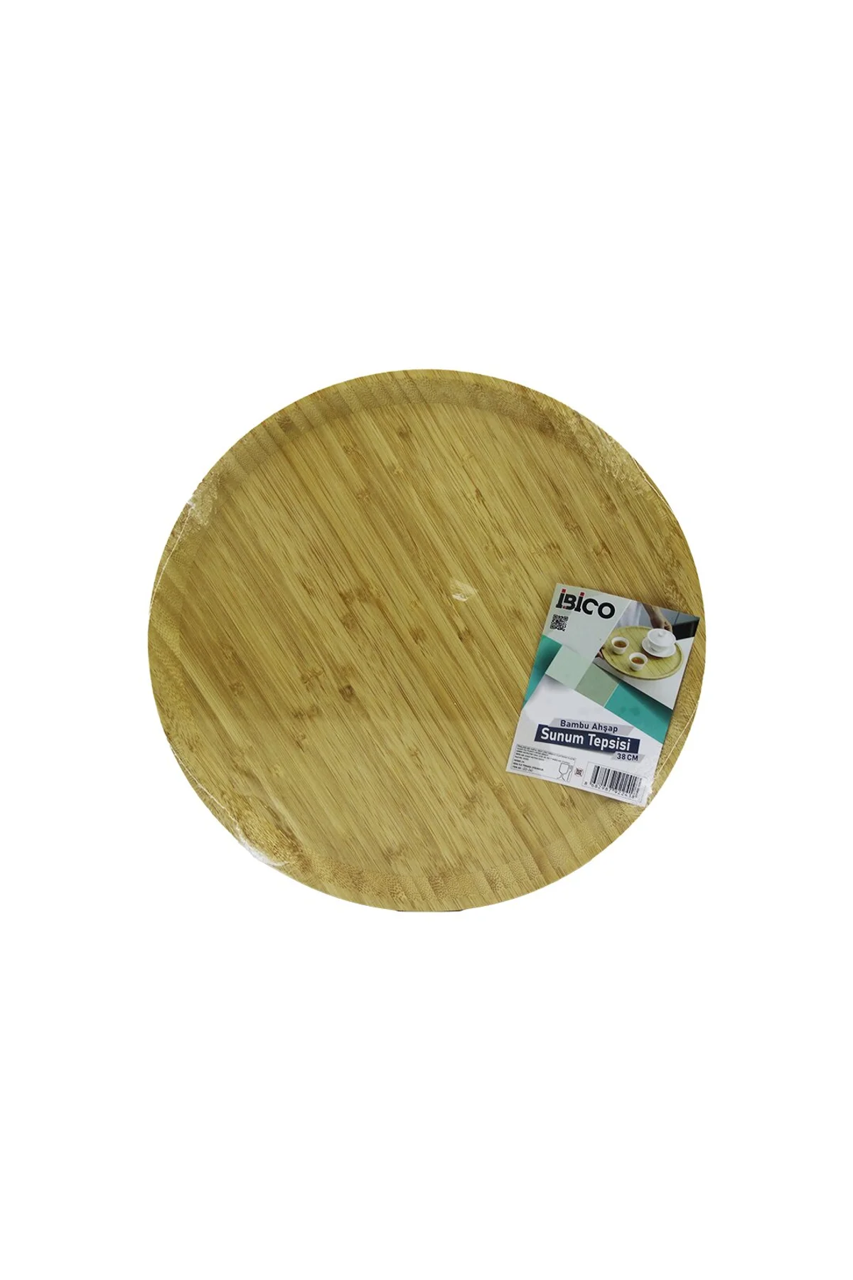 YUVARLAK=38CM AHŞAP BAMBU SERVİS SUNUM TEPSİ - TAHTASI (4741)