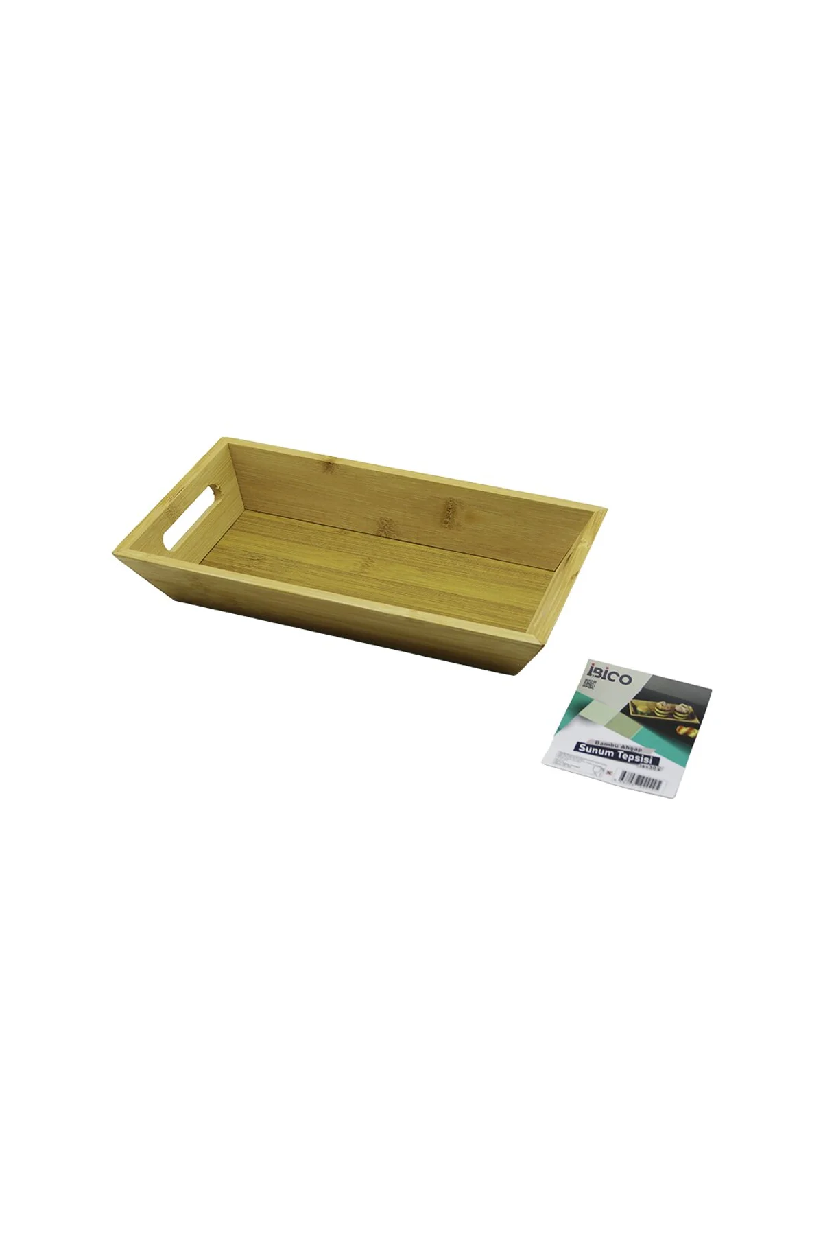 DİKDÖRTGEN=16X30CM DERİN=4.5CM AHŞAP BAMBU SUNUM TEPSİSİ ÇİFT OYMA KULPLU (4741)