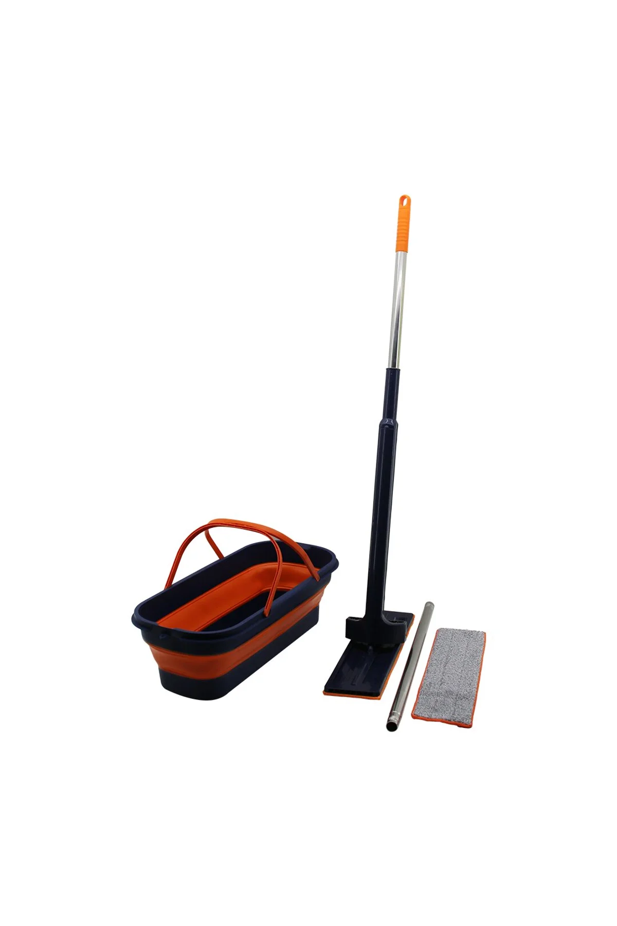 KENDİNDEN SIKMALI KATLANIR - TEKERLİ KOVALI MOP SETİ YEDEK BEZLİ360° BAŞLIK=11.5X41CM- SAP:130CM (47
