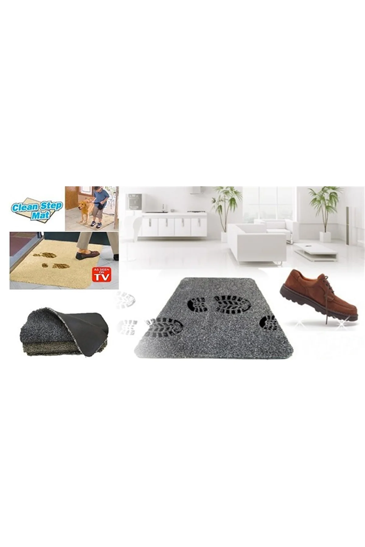Çamaşır Makinesinde Yıkanabilir Kir Toz Emici Mikrofiberli Paspas (4741)