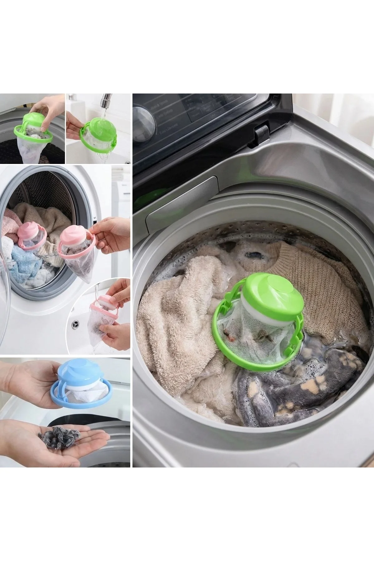 Çamaşır Makinesi Tüy Toplayıcı Filtre – Yıkanabilir Saç, Kıl, Tiftik ve Pet Tüyü Yakalama Aparatı (4 - Just Cheap Store Görsel 2