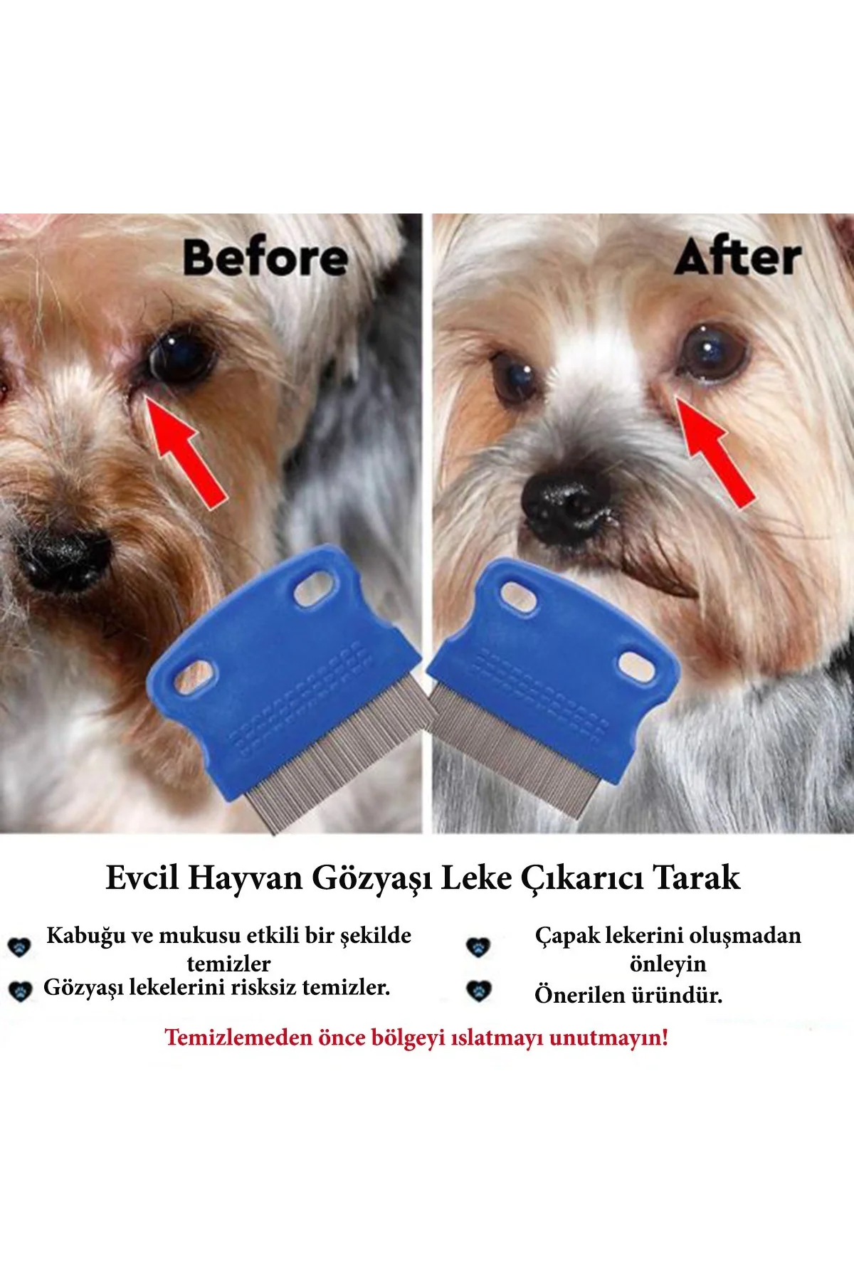 Evcil Hayvan Kedi Köpek Pire Tarağı ve Köpek Gözyaşı Lekesi Tarağı (4741) - Just Cheap Store Görsel 2