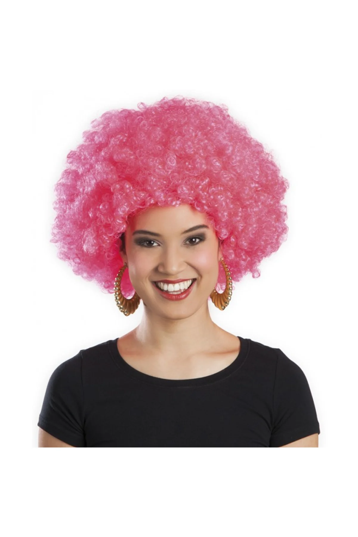 Pembe Renk Kıvırcık Afro Bonus Peruk (4741)