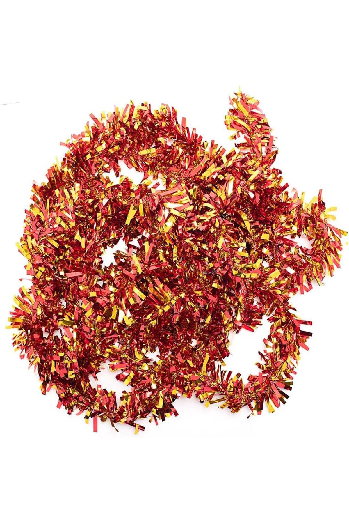 Kırmızı Altın Renk 4 cm Genişlik Garland Çift Renk Sim Süs 180 cm (4741)