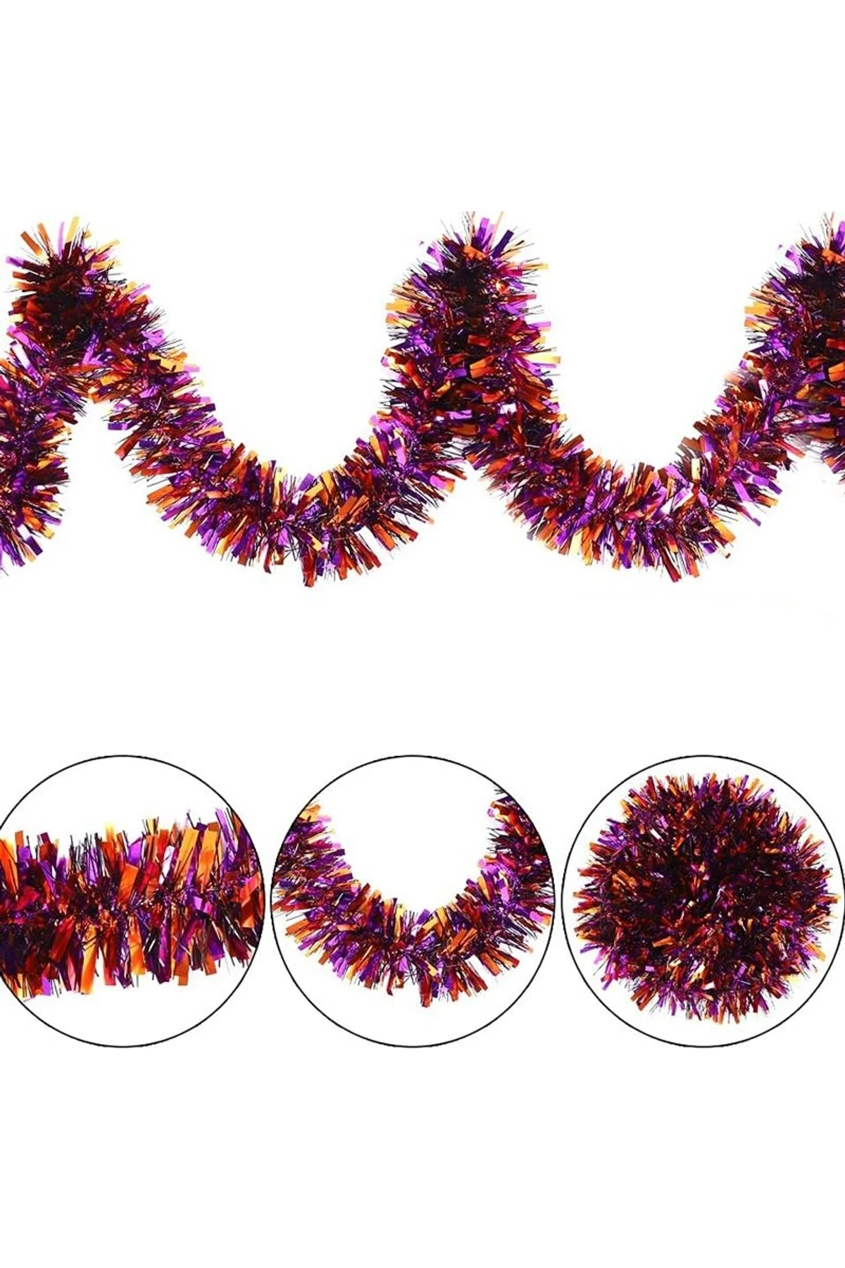 Mor Turuncu Renk 4 cm Genişlik Garland Çift Renk Sim Süs 180 cm (4741) - Just Cheap Store Görsel 3