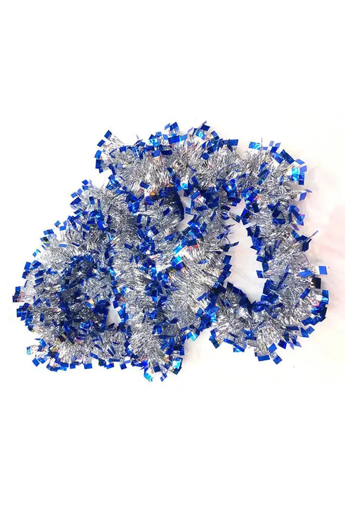 Mavi Gümüş Renk 4 cm Genişlik Garland Çift Renk Sim Süs 180 cm (4741)