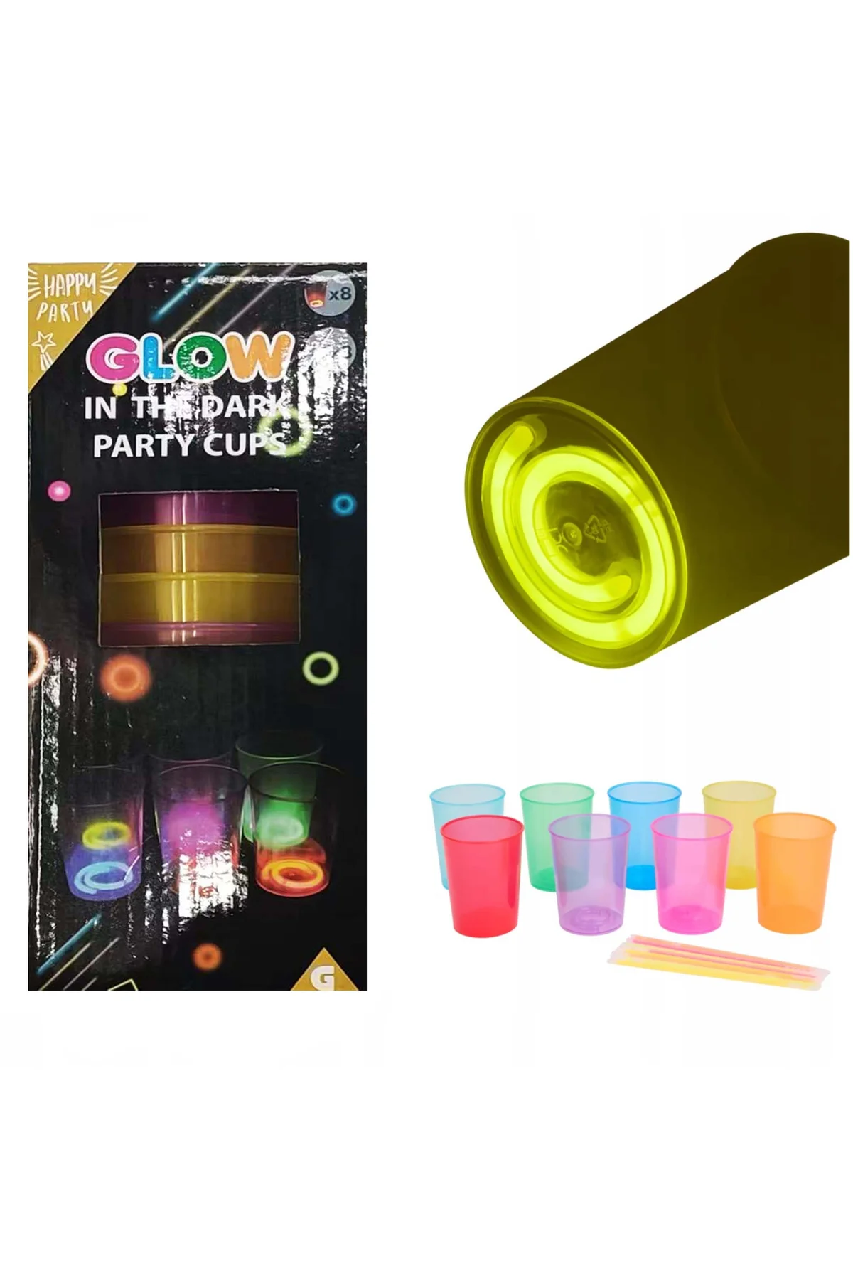 Karanlıkta Yanan Gece Işığı Mega Glow Bardaklar 8 Adet 8.5 x 10.5 cm (4741) - Just Cheap Store Görsel 3