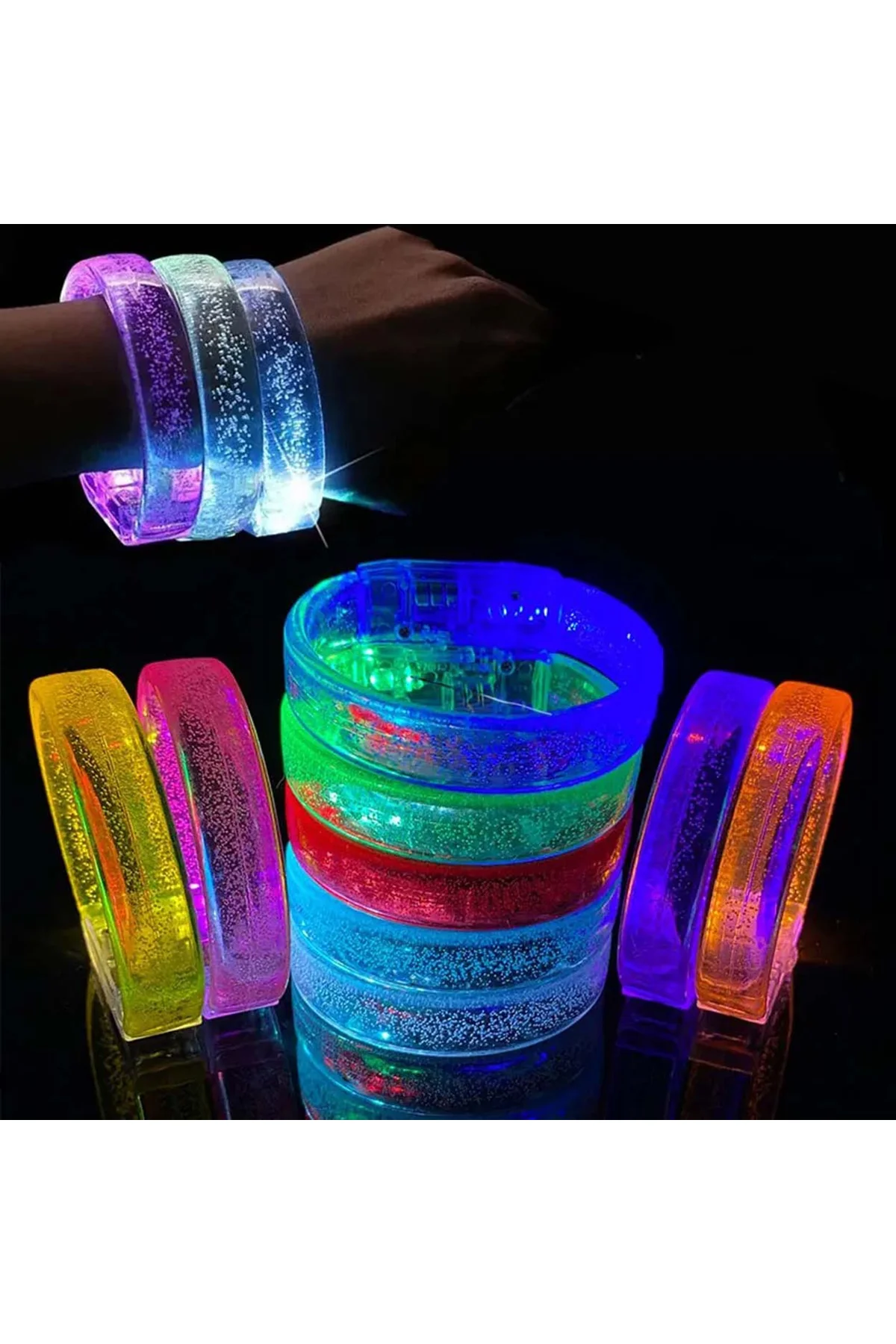 Mavi Led Işıklı Baskı Yapılabilen Pilli Bileklik Bilezik 1,5 cm Genişlik (4741) - Just Cheap Store Görsel 2
