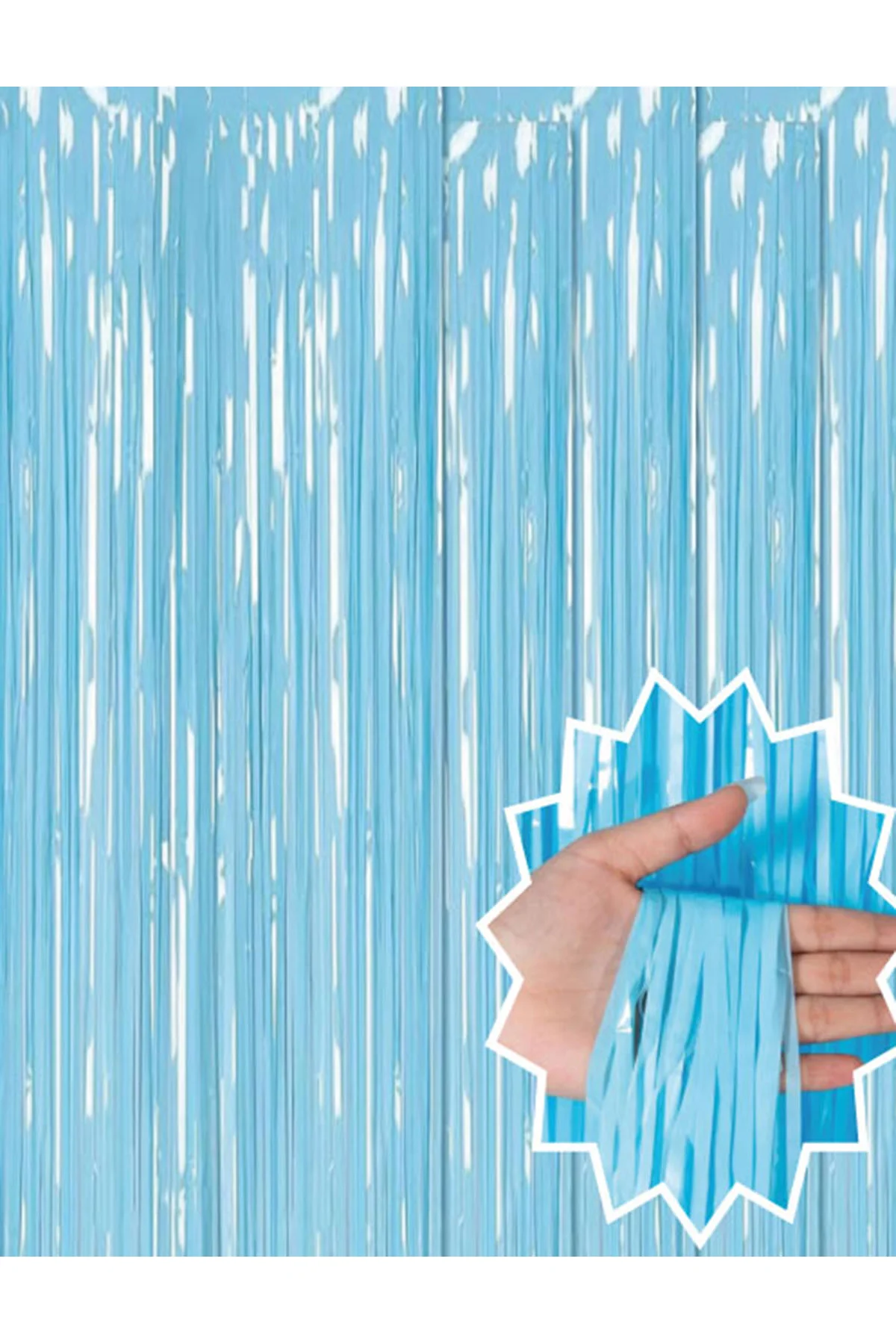 Soft Mavi Püsküllü Kapı Perdesi - Parti, Baby Shower, Sünnet Süsü, Cinsiyet Partisi 1x2 m (4741)