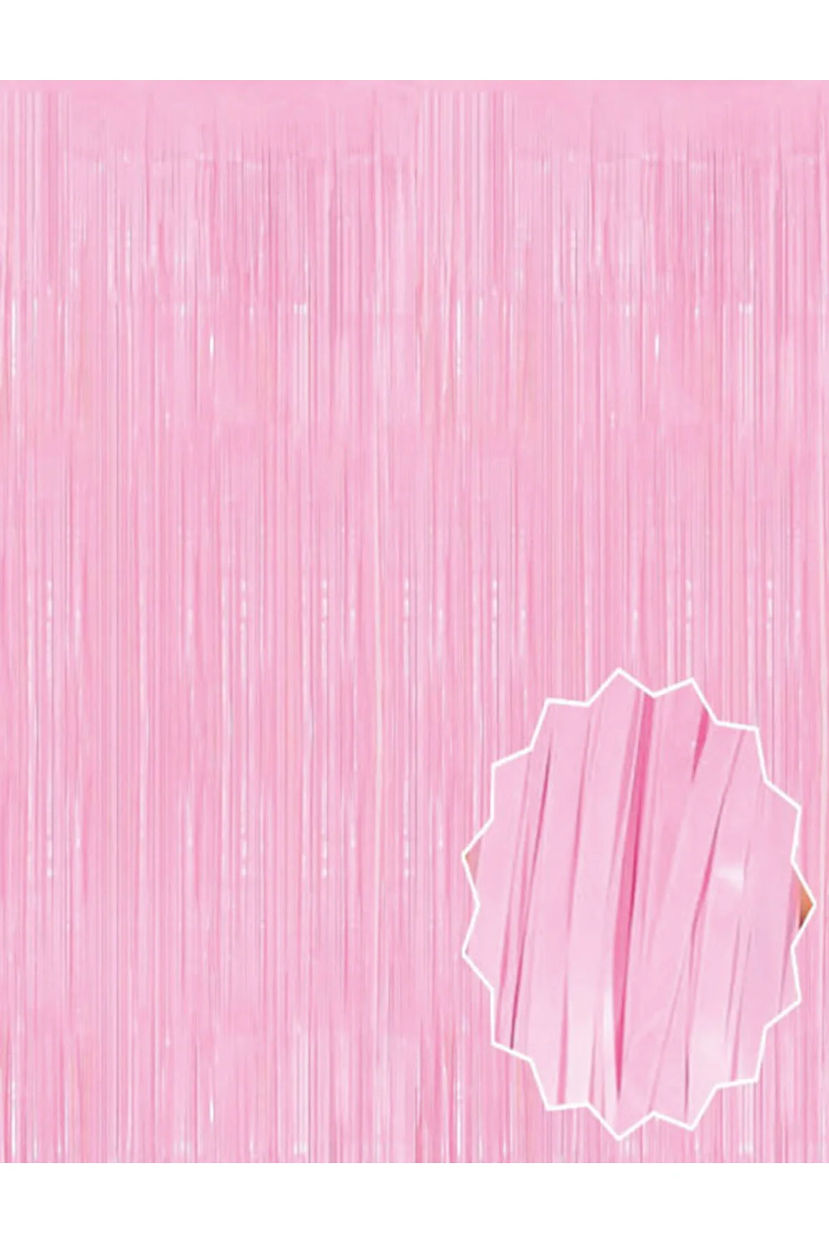 Soft Pembe Püsküllü Kapı Perdesi - Parti, Baby Shower, Cinsiyet Partisi 1x2 m (4741)