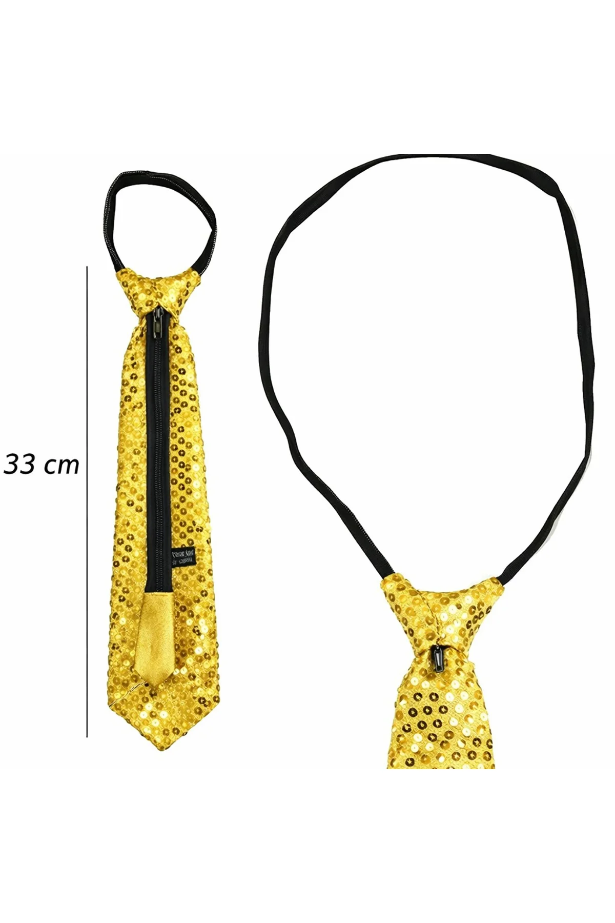 Altın Renk Pul Payetli Işıltılı Parti Kravatı 33 cm (4741) - Just Cheap Store Görsel 2