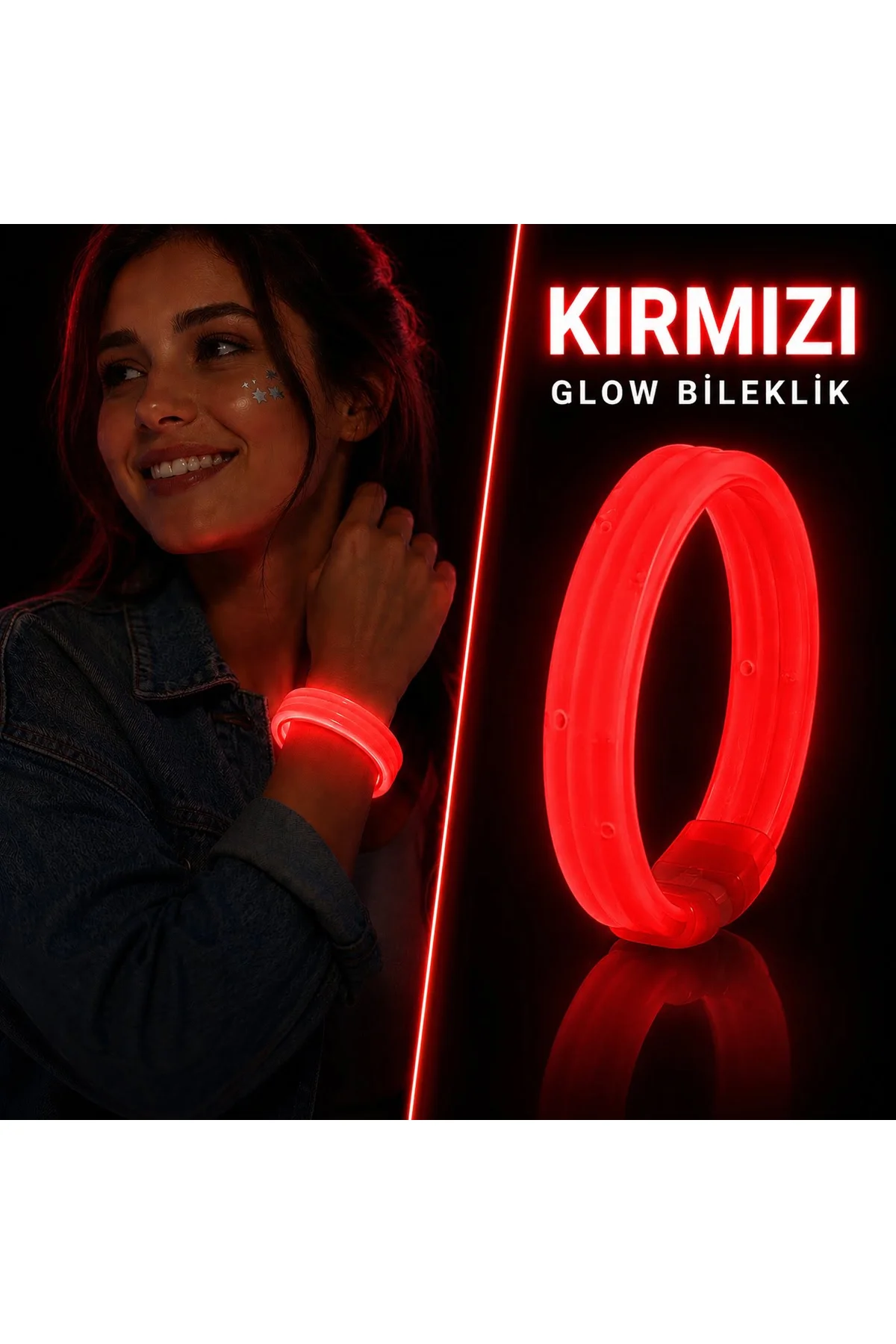 Kırmızı Kalın Glow Bileklik – Kırılarak Yanan Parti ve Festival Bilekliği (4741)