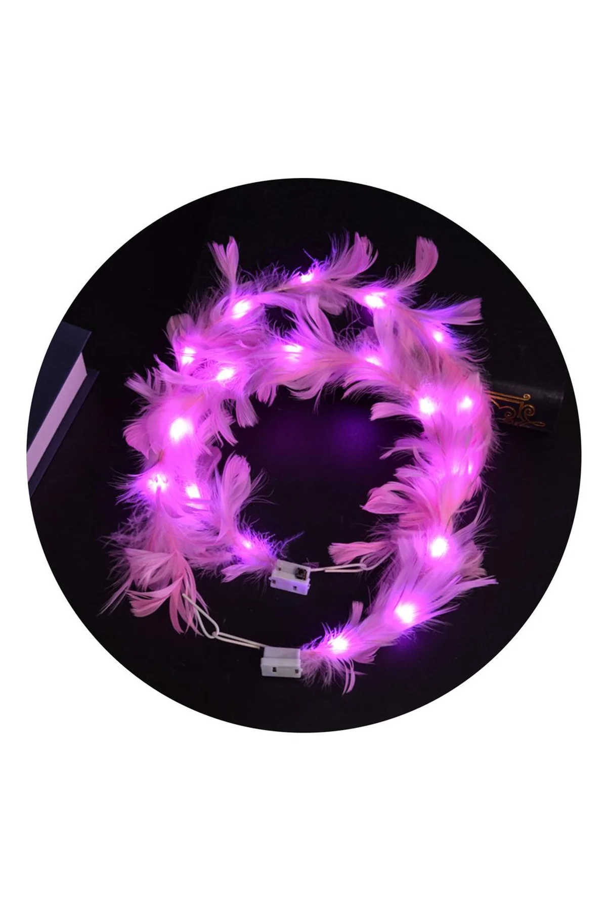 Led Işıklı Rengarenk Yanan 3 Fonksiyonlu Otrişli Parti Tacı Pembe Renk 12x12 cm (4741) - Just Cheap Store Görsel 2