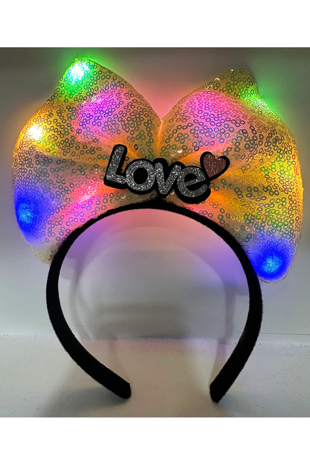 LED Işıklı Love Yazılı Sarı Fiyonk Taç – Kız Çocuk Parti Tacı (4741) - Just Cheap Store Görsel 3