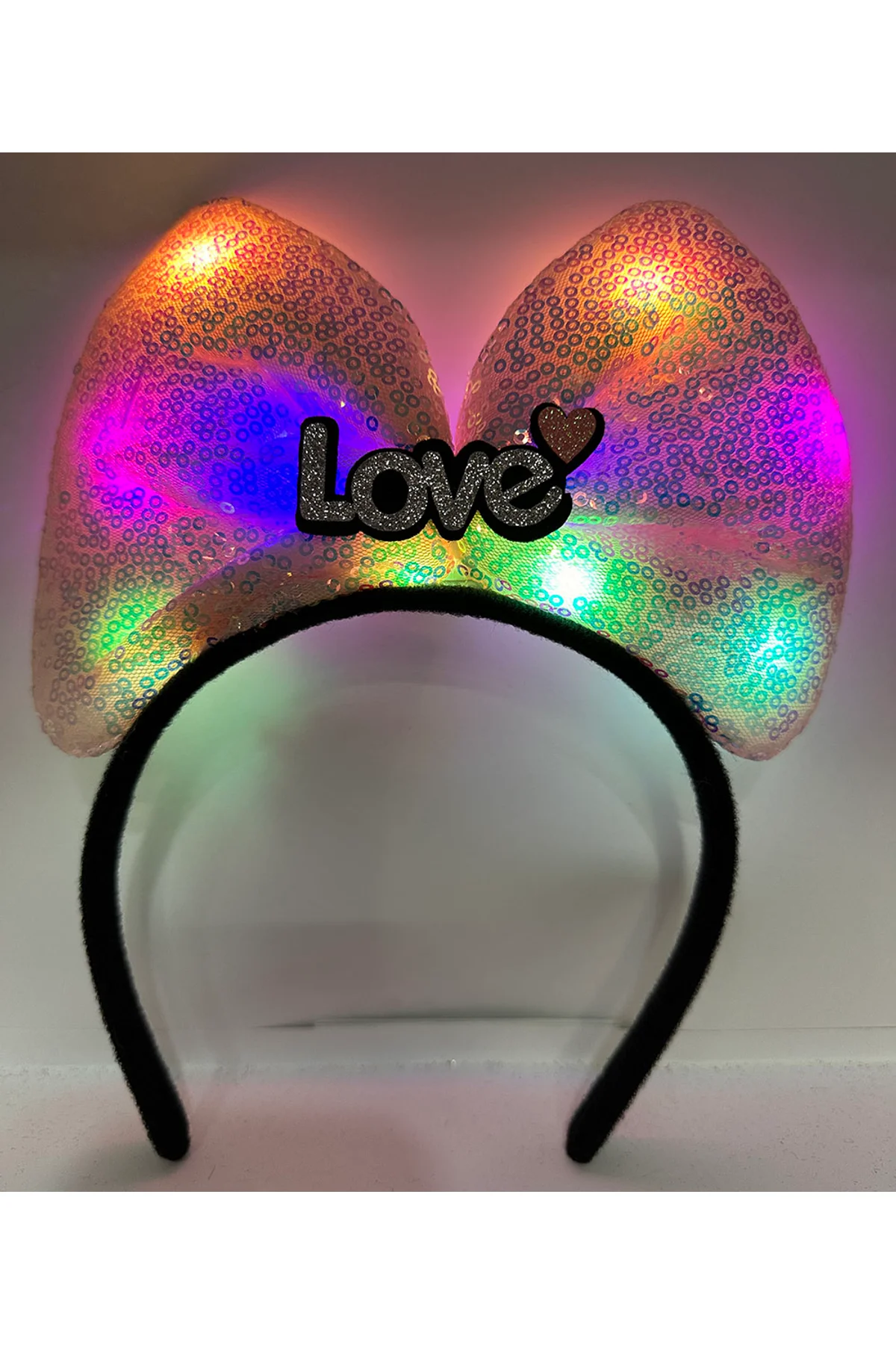 LED Işıklı Love Yazılı Pembe Fiyonk Taç – Kız Çocuk Parti Tacı (4741) - Just Cheap Store Görsel 3