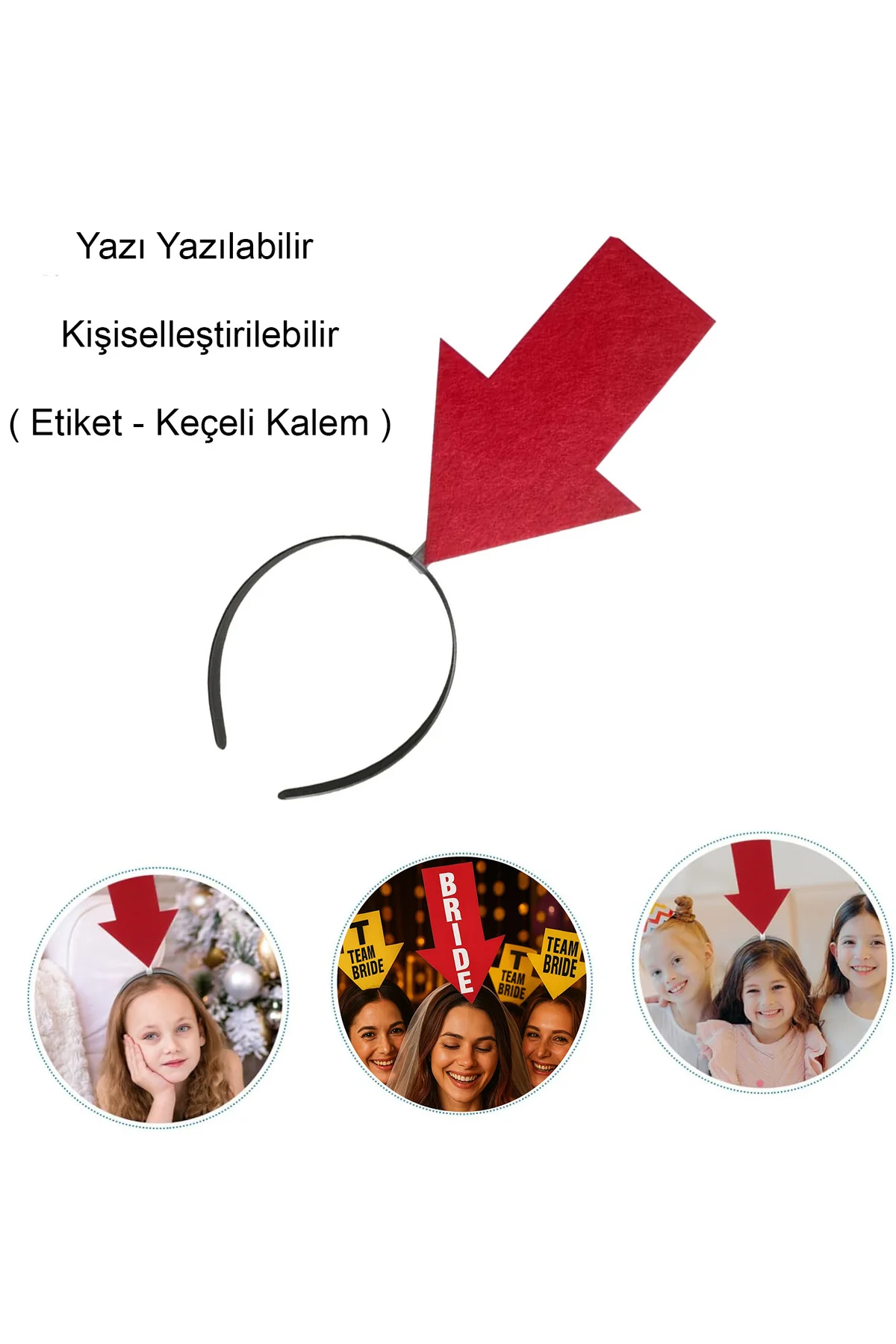 Kişiselleştirilebilir Ok Taç – Üzerine Yazı Yazılabilen Parti Tacı Kırmızı Renk (4741)