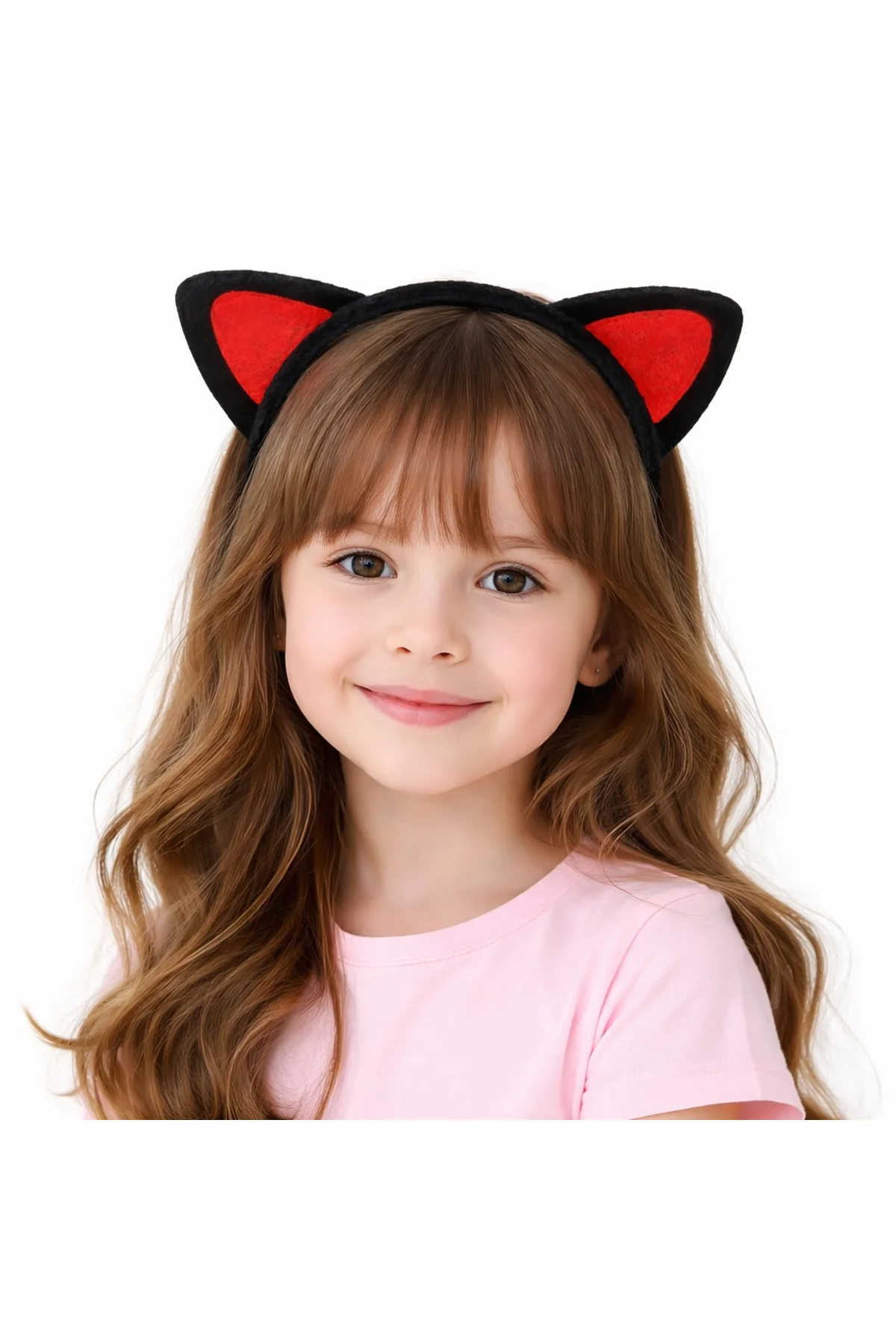 Peluş Kedi Kulak Taç Kırmızı Siyah – Çocuk Parti &amp;amp;amp; Kostüm Tacı (4741)