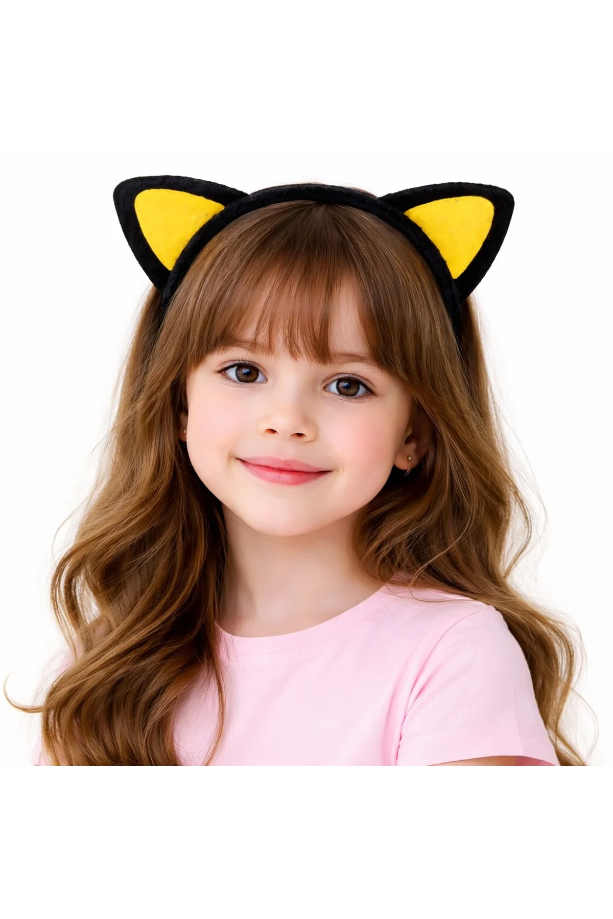 Peluş Kedi Kulak Taç Sarı Siyah – Çocuk Parti &amp;amp;amp; Kostüm Tacı (4741)