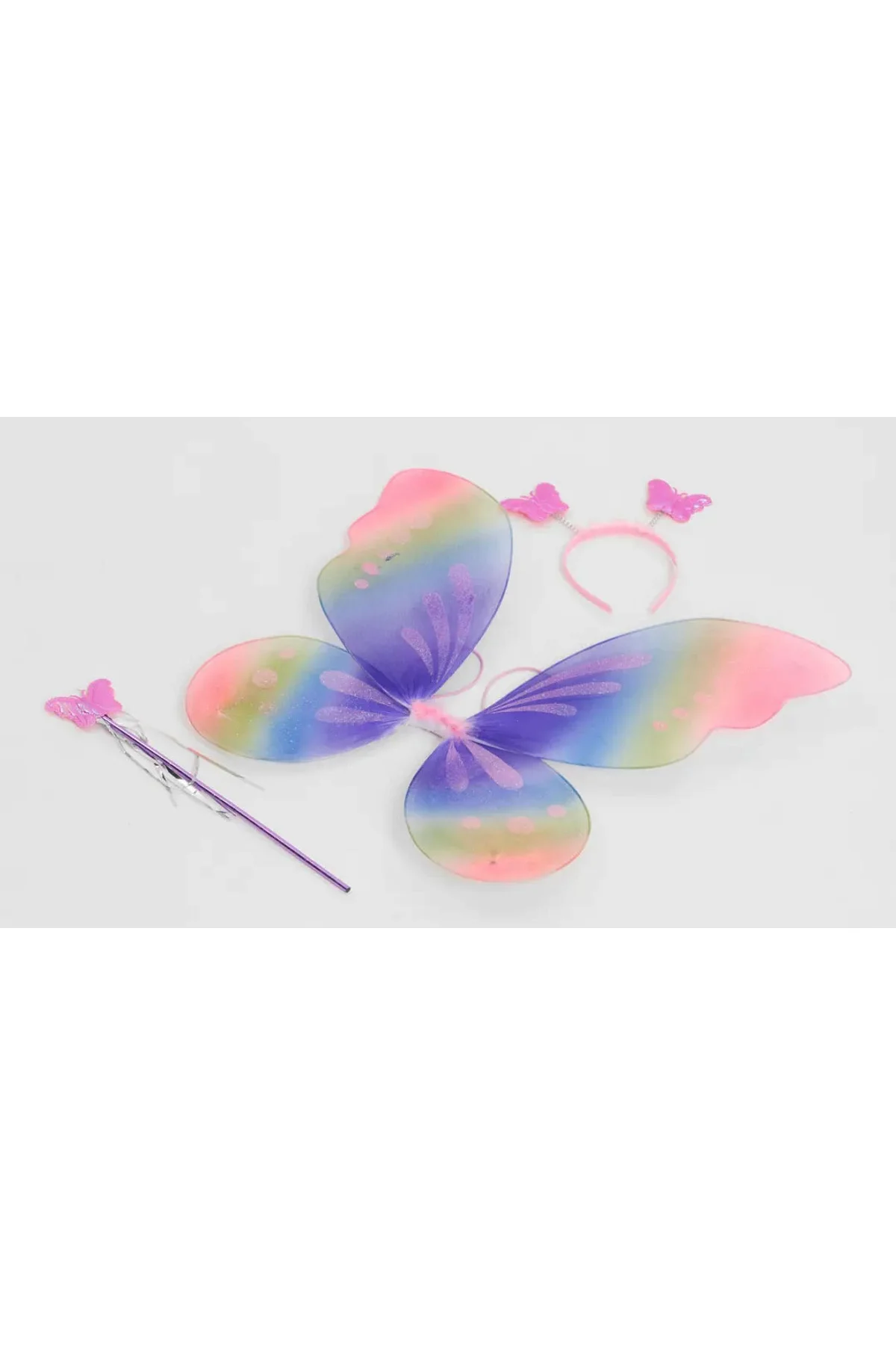 Gökkuşağı Renk Çocuk Kelebek Kanadı Tacı ve Asası Gösteri Kanadı 50x42 cm (4741) - Just Cheap Store Görsel 3