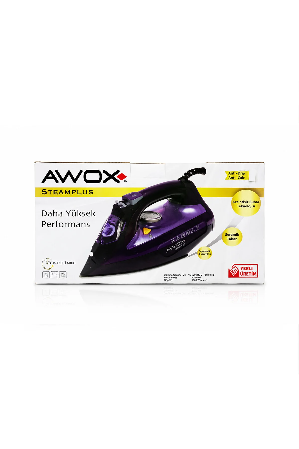 KOYU MAVİ - BEYAZ BUHARLI ÜTÜ SERAMİK TABAN - 360° HAREKETLİ KABLO - BUHAR AYARLAMA 2100W STEAMPLUS - Just Cheap Store Görsel 3