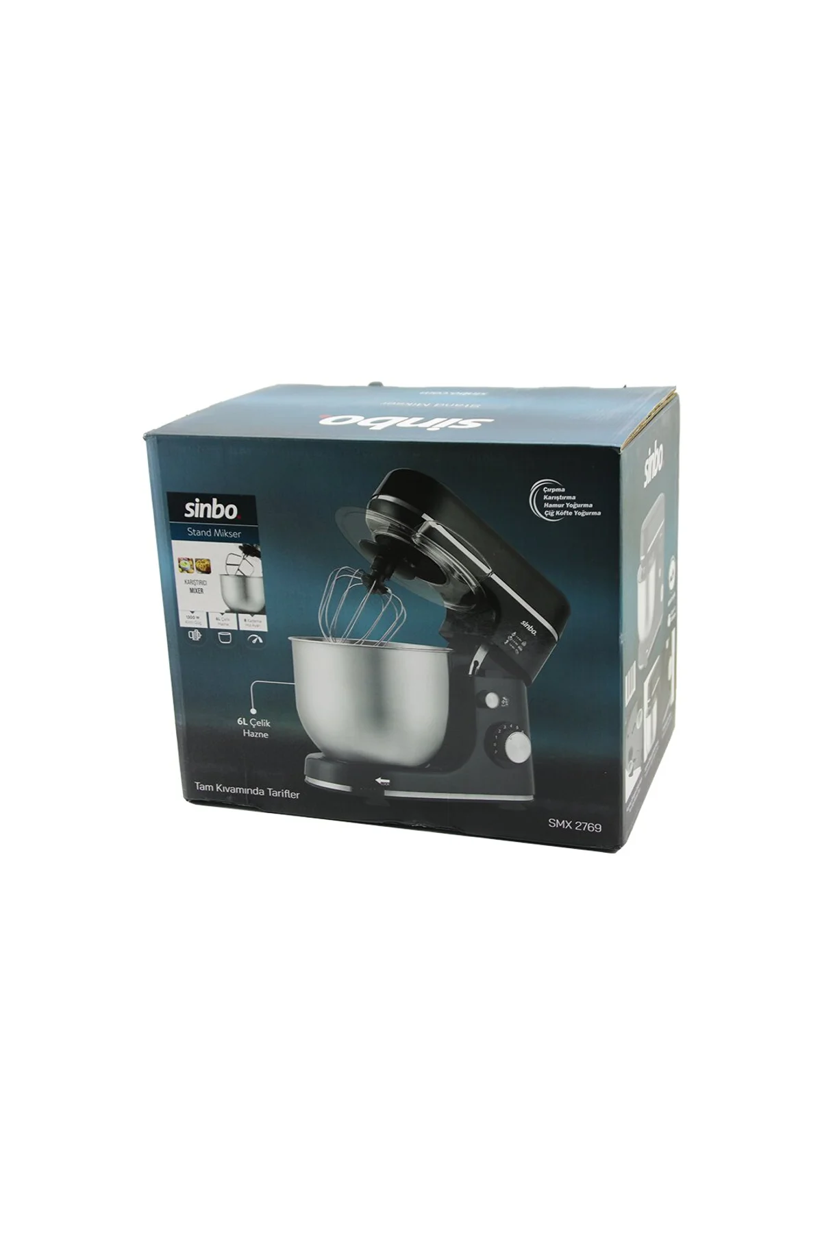 SİYAH STANDLI MİKSER ÇIRPICI - HAMUR YOĞURUCU - KARIŞTIRICI 8 KADEME HIZ AYAR 6L ÇELİK HAZNE 1300W S