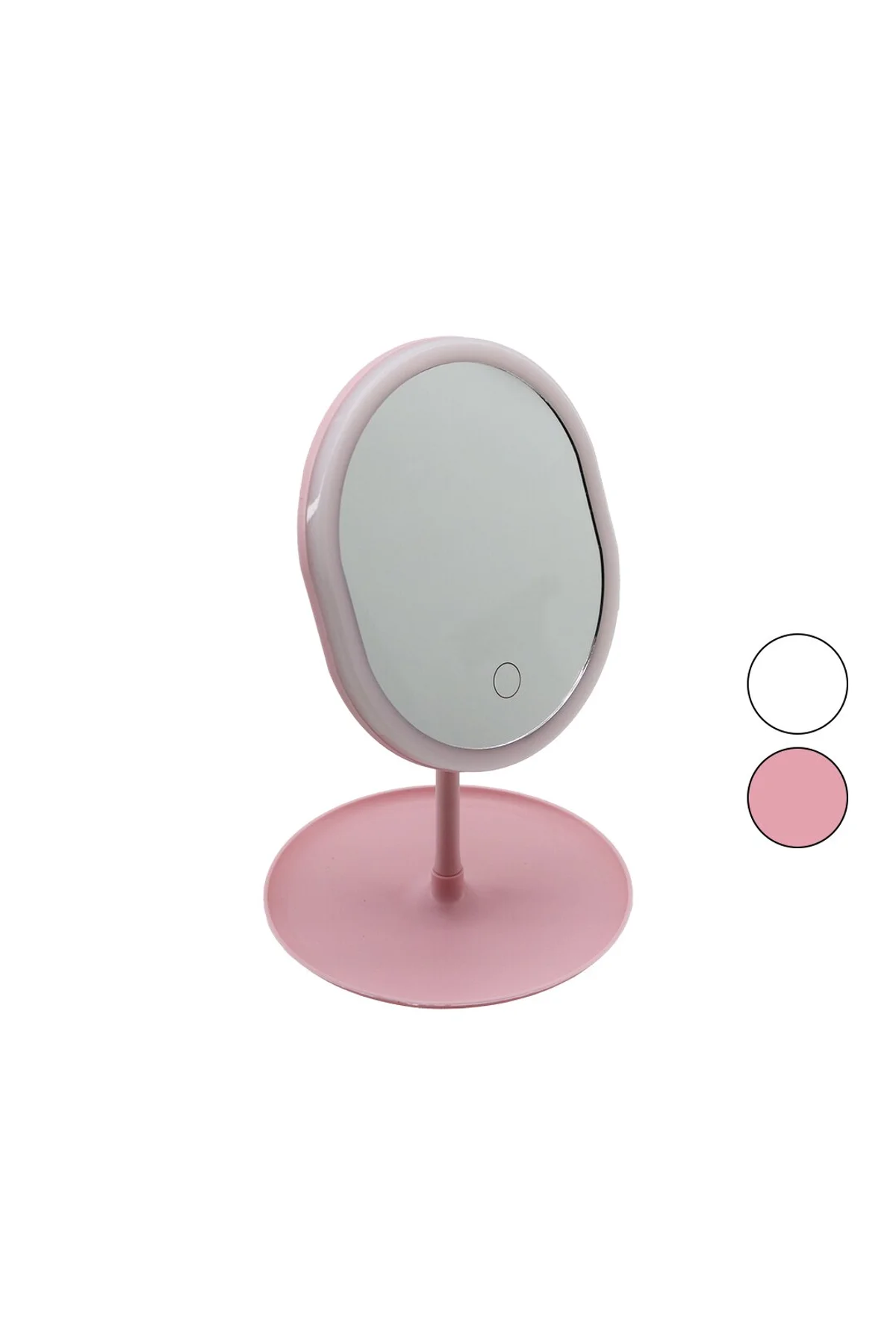 YUVARLAK- DÜZ KENAR 7 İNÇ LEDLİ - USB ŞARJLI MAKYAJ AYNASI 90°TAKILIKLI AYAKR.PLS 17.5CM (4741)