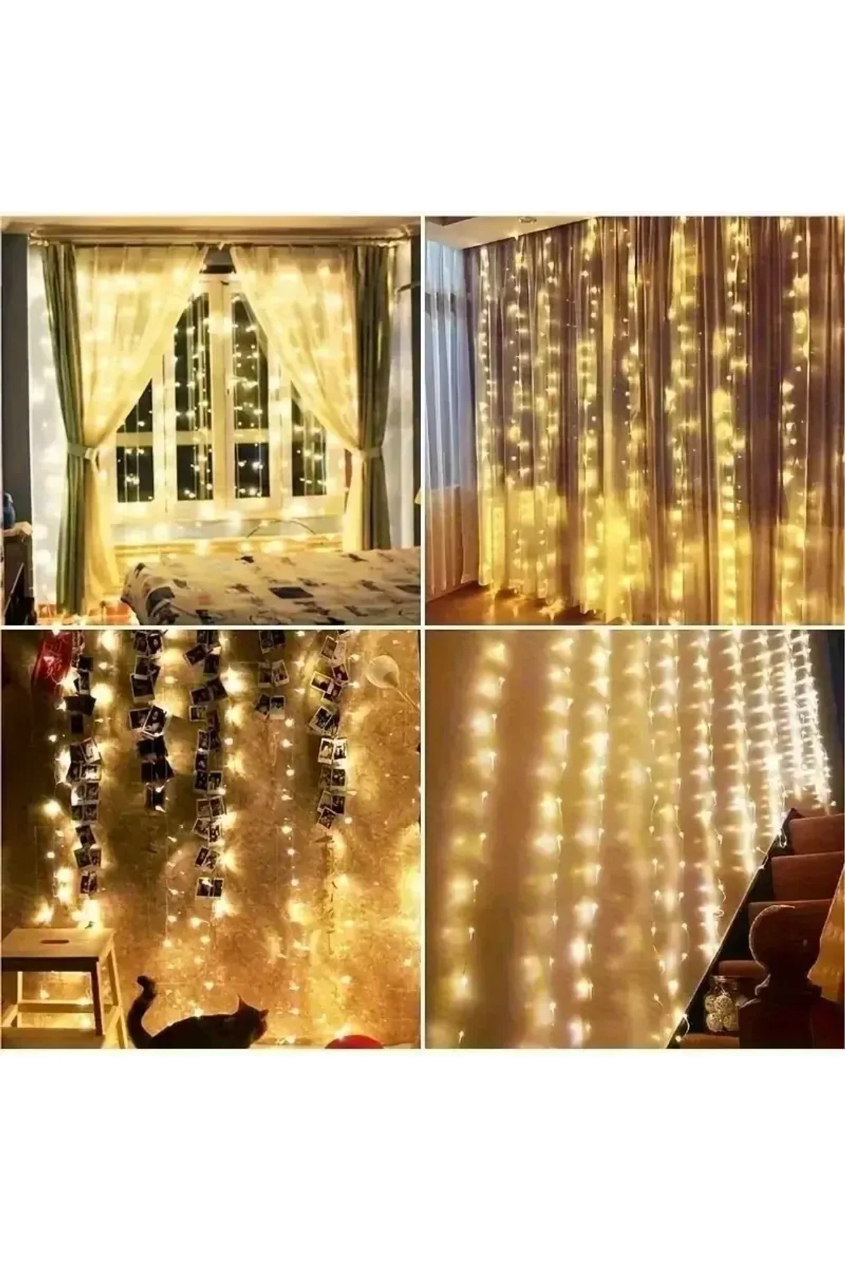 300 Ledli 10 Sarkıt Perde Led Işık-8 Fonksiyon, Uzaktan Kumandalı, 3x3 Metre (4741) - Just Cheap Store Görsel 3