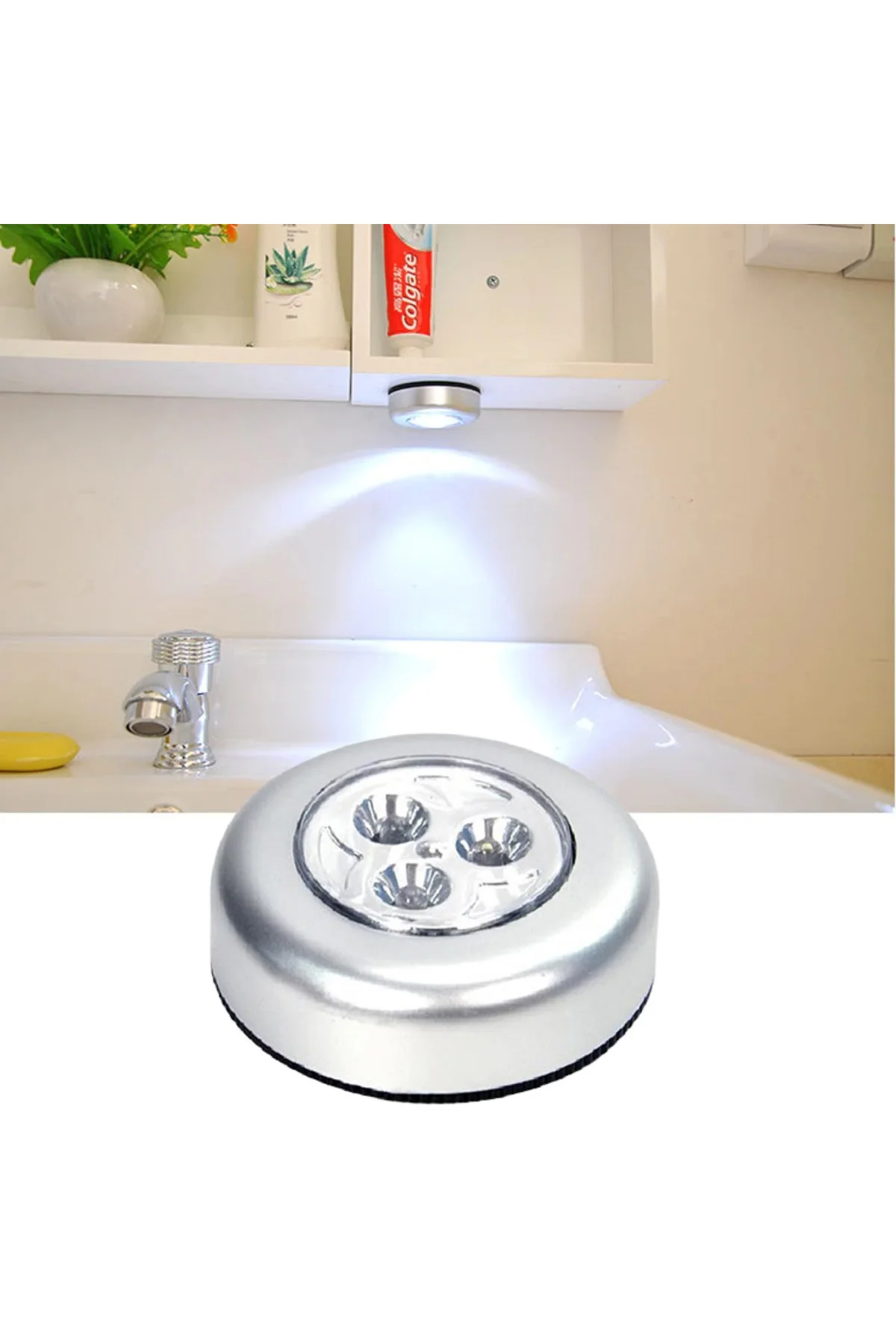 Kablosuz Spot Pilli Dokunmatik Led Lamba 3 Ledli Dolap Lambası (4741) - Just Cheap Store Görsel 2