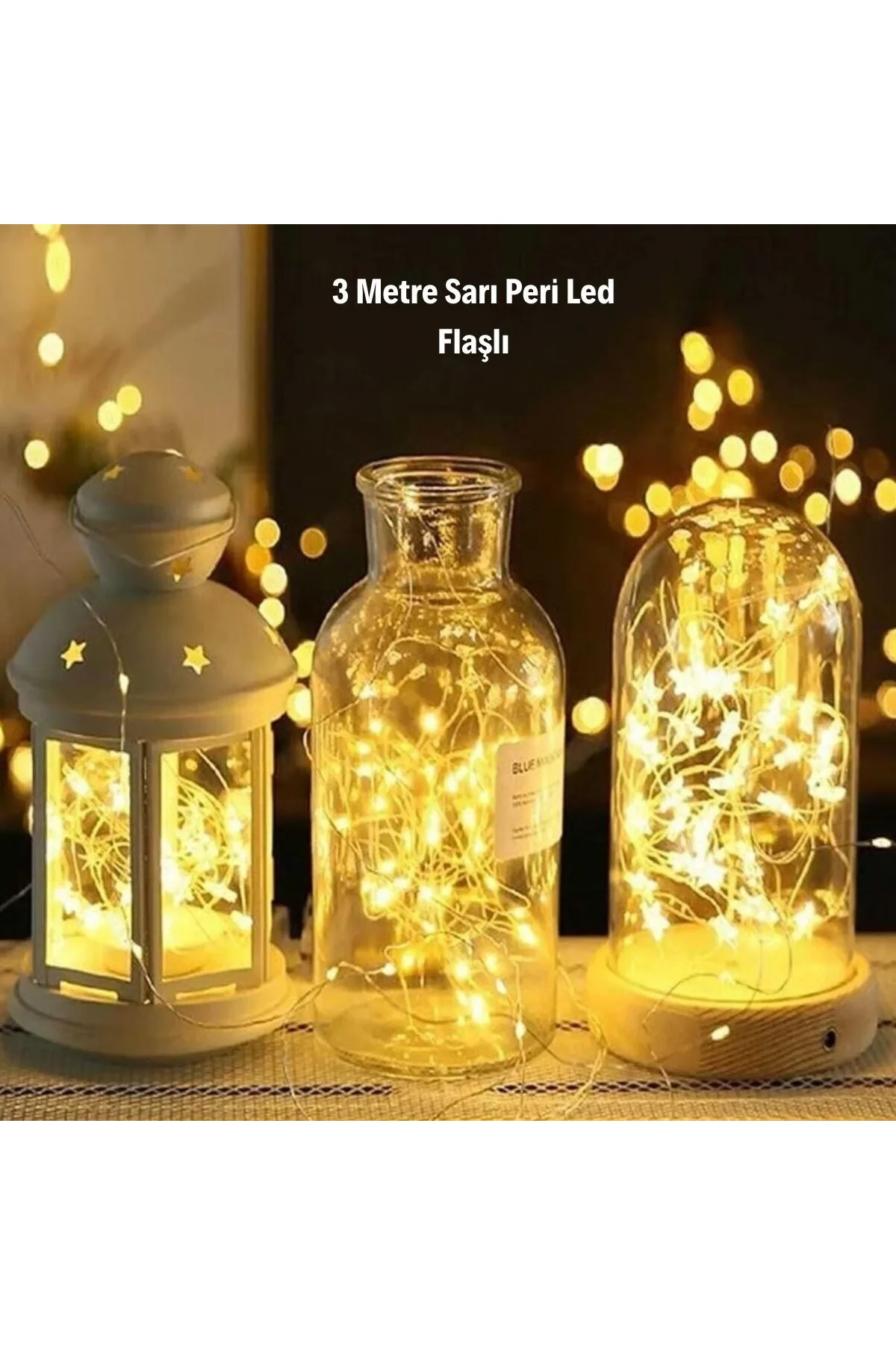 Sarı Peri LED Flaşlı Işık – 3 Metre Dekoratif Oda ve Organizasyon Aydınlatması (4741) - Just Cheap Store Görsel 4