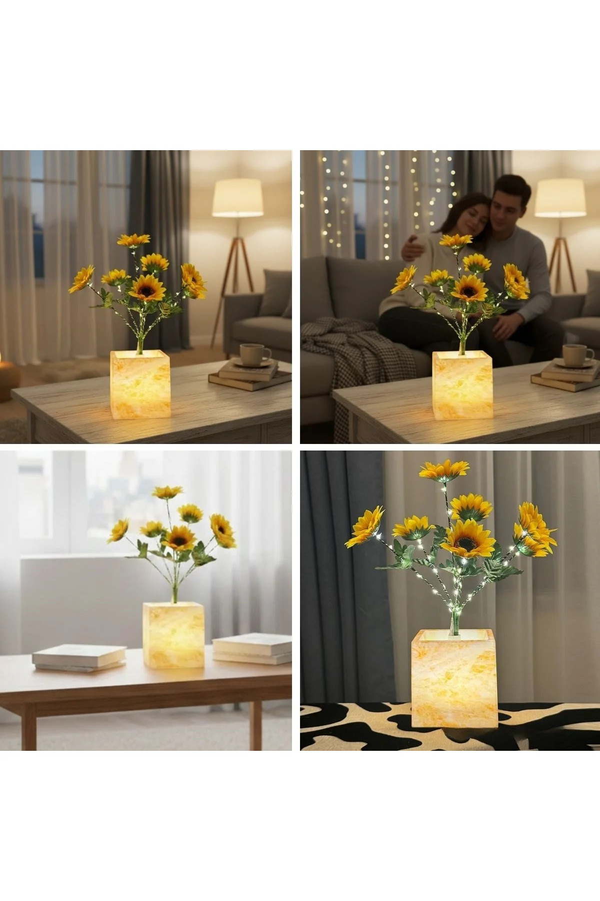 Işıklı Yapay Çiçek – Sarı Saksılı LED Dekoratif Bitki, Masaüstü ve Ev Ofis Aydınlatmalı Süs Bitkisi - Just Cheap Store Görsel 4