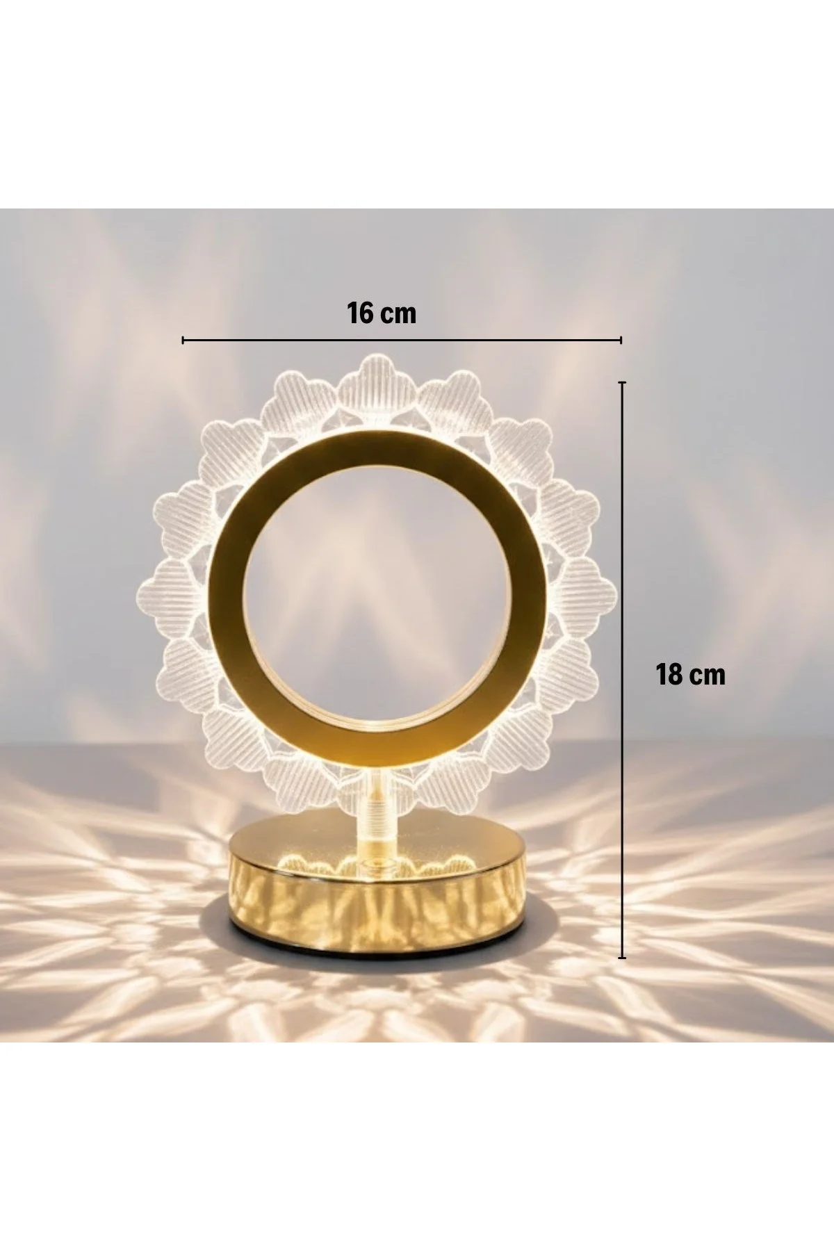Güneş Şeklinde Kristal LED Masa Lambası – Dokunmatik, 3 Renk Işık Modlu, Şarjlı Mini Dekoratif Gece - Just Cheap Store Görsel 5