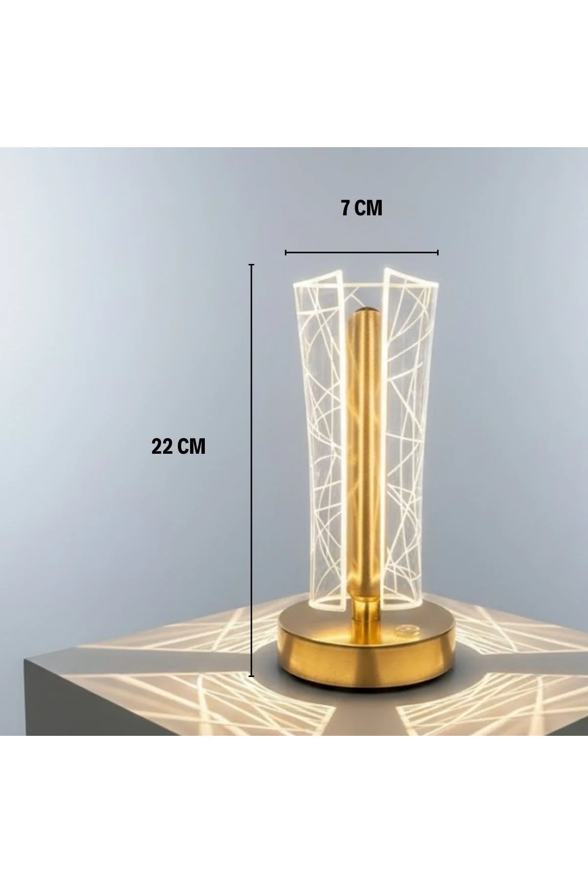 İki Yandan Kavisli Silindirik Geometrik Çizgi Model Kristal LED Masa Lambası – Dokunmatik, 3 Renk Iş - Just Cheap Store Görsel 5