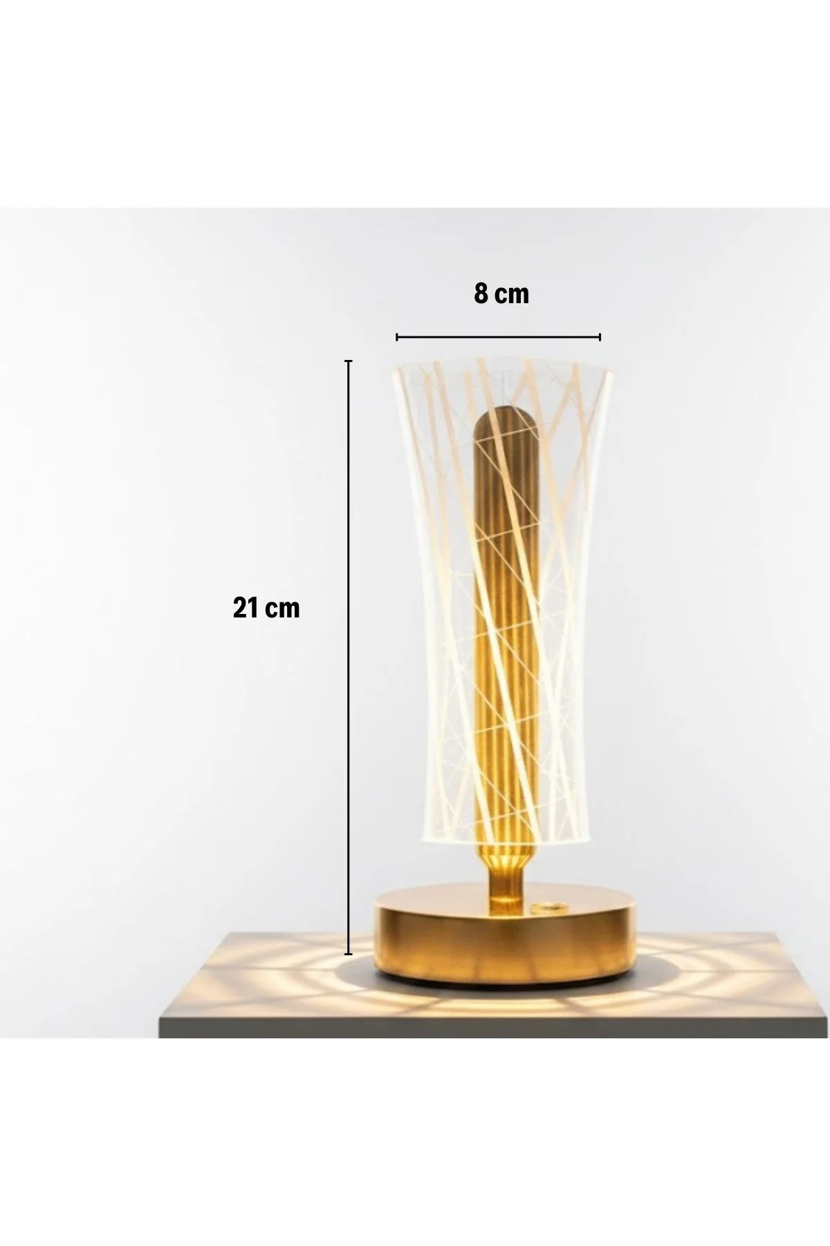 Silindirik Kristal Çizgi Model LED Masa Lambası – Gold Tabanlı, Dokunmatik, 3 Renk Işık Modlu, Şarjl - Just Cheap Store Görsel 5