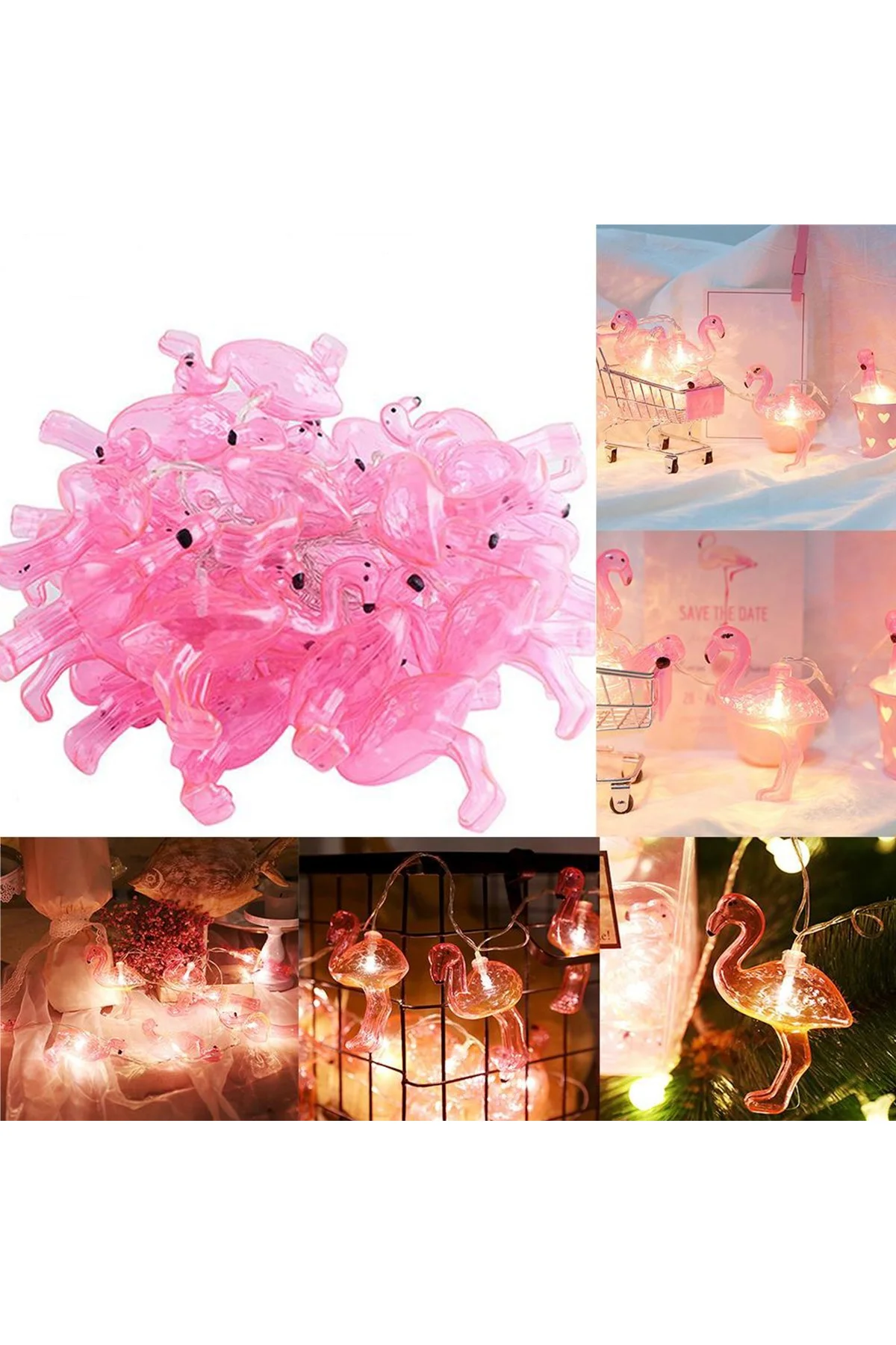 10&amp;apos;lu Pilli Led Flamingo Dekoratif Işık Zinciri Aydınlatma 1,5 Mt (4741) - Just Cheap Store Görsel 2