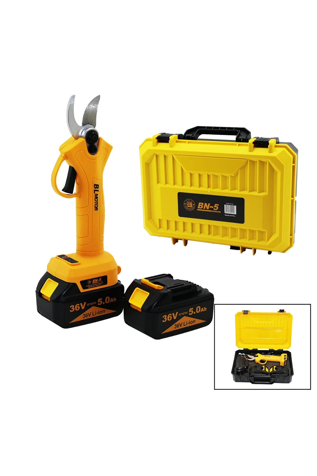 CORDLESS SHEAR YELLOW BN-5 HS-155 ŞARJLI BAĞ MAKASI 2 BATARYA - 36V 5.0AH (4741)