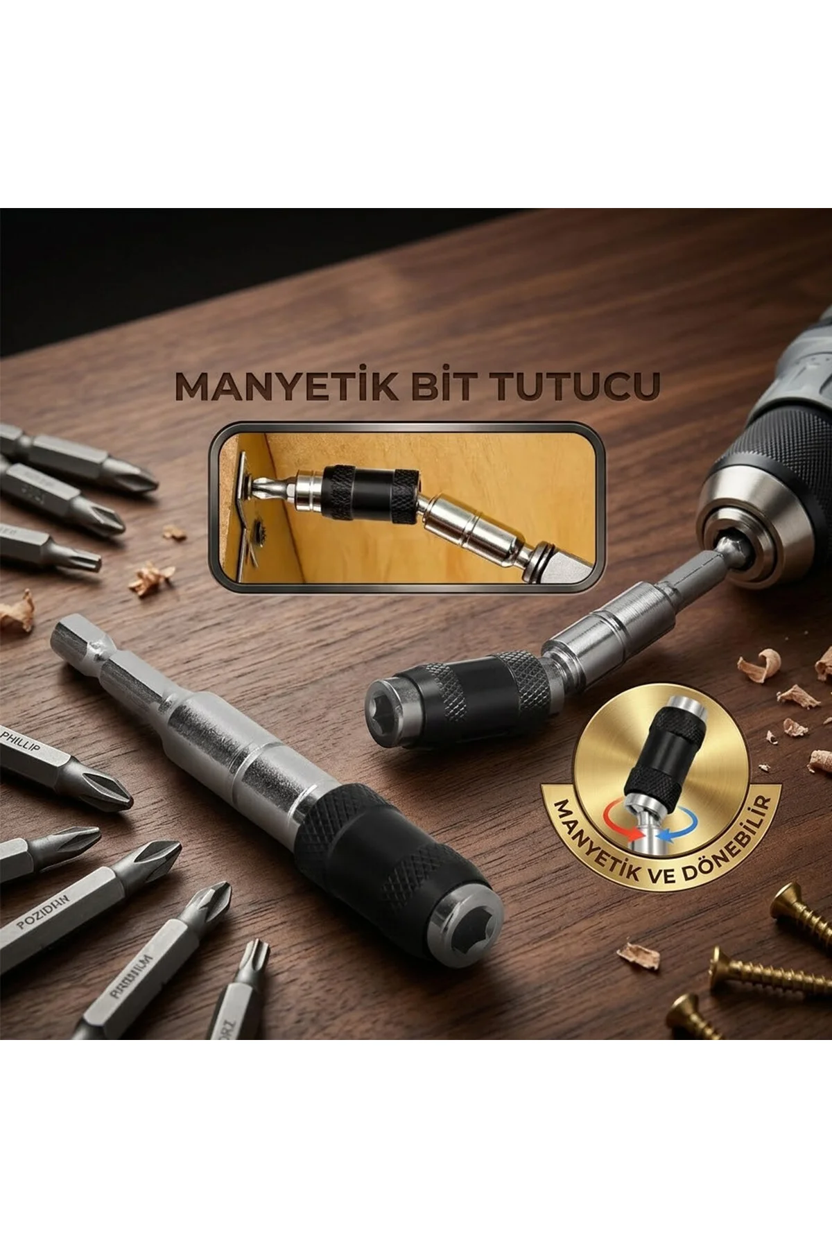 MAFSALLI MANYETİK BİTS TUTUCU 1/4 DÖNER BAŞLIK = 0-20° (4741) - Just Cheap Store Görsel 2