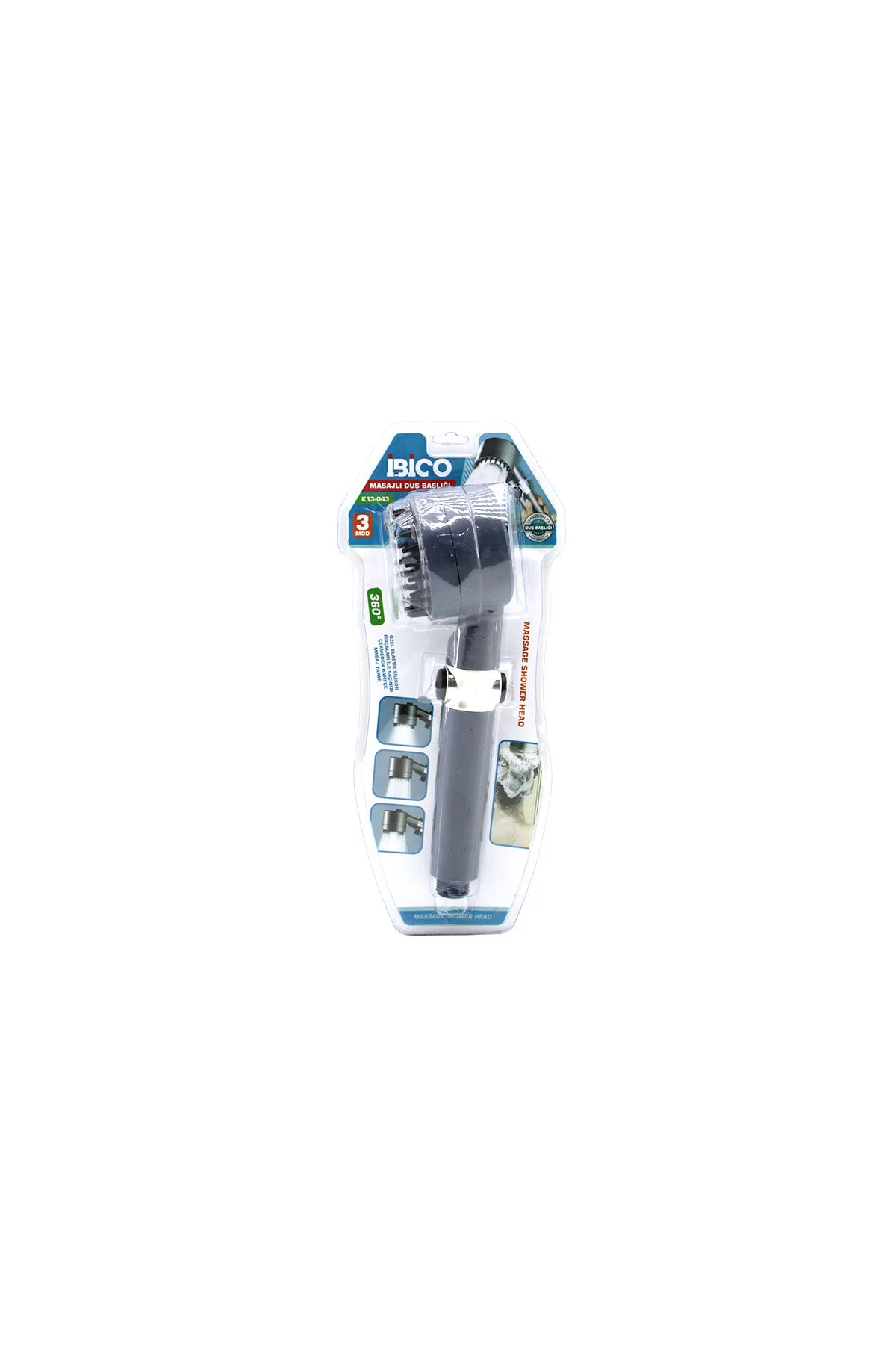MASAJ UÇLU=ELASTİK SİLİKON ULTRA DUŞ BAŞLIK 360 DERECE 3 MOD= FONKSİYONLU SU STOP TUŞLU (4741) - Just Cheap Store Görsel 2