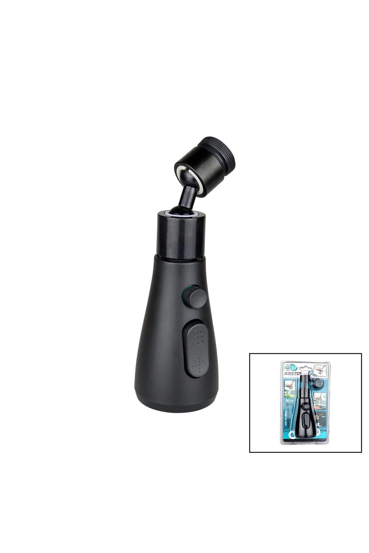 360 DERECE DÖNEBİLEN- 3 MOD SİYAH YAĞMUR PÜSKÜRTME BORULU KUBAR MUSLUK UCU KTX-3289 (4741)