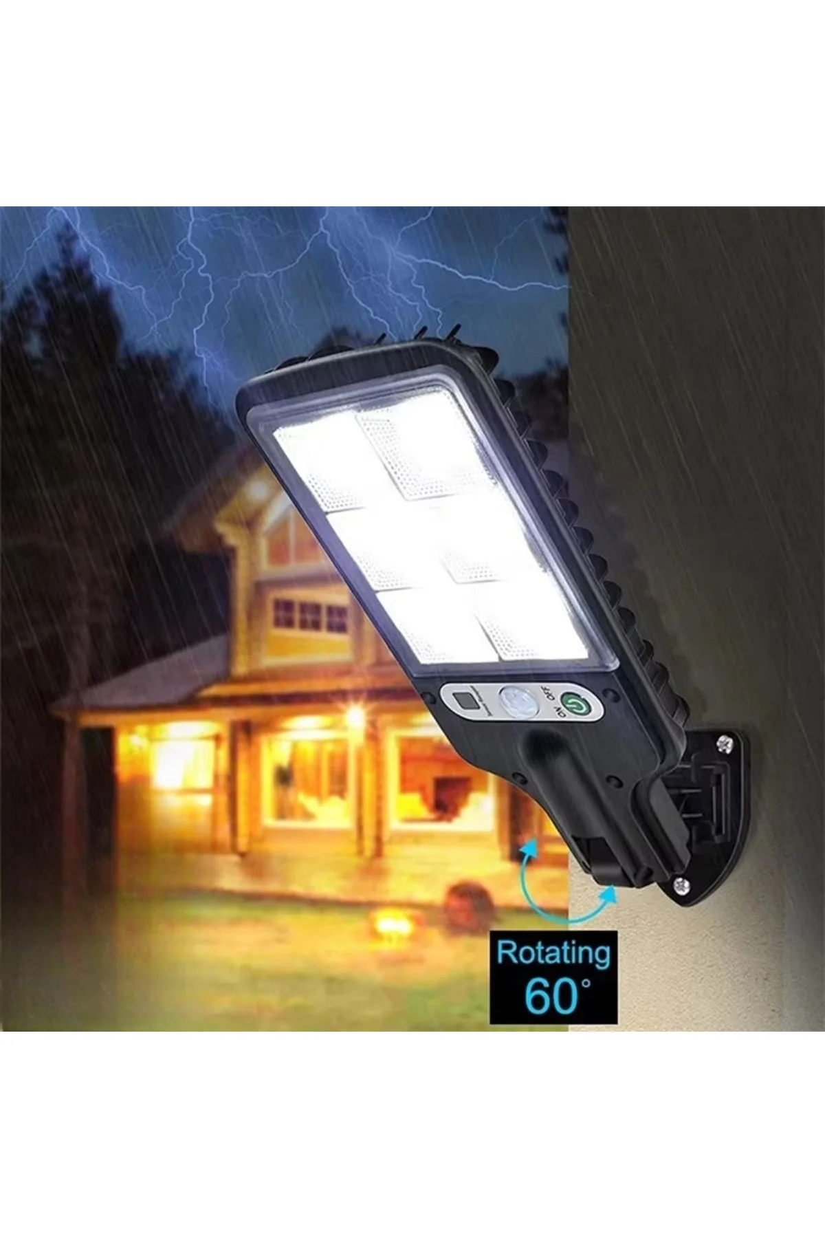 3 Farklı Işık Modlu Güneş Enerjisiyle Şarj Olan Dış Mekan Uyumlu Kumandalı Solar Duvar LEDİ (4741) - Just Cheap Store Görsel 3