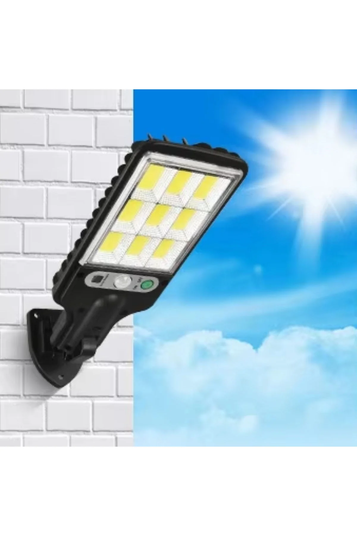 3 Farklı Işık Modlu Güneş Enerjisiyle Şarj Olan Dış Mekan Uyumlu Kumandalı Solar Duvar LEDİ (4741)