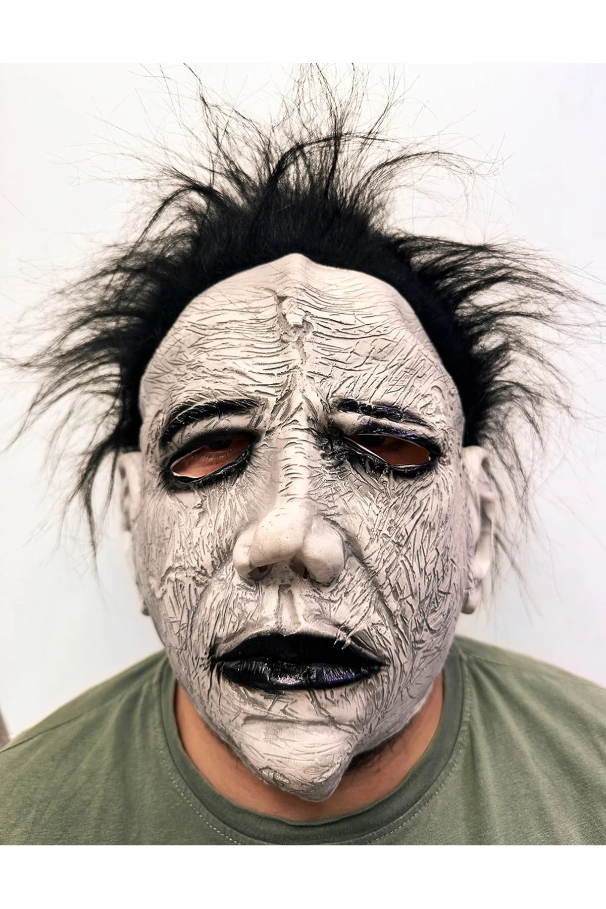 Siyah Saçlı Michael Myers Lateks Yüze Tam Yapışan Et Maske Korku Maskesi (4741)