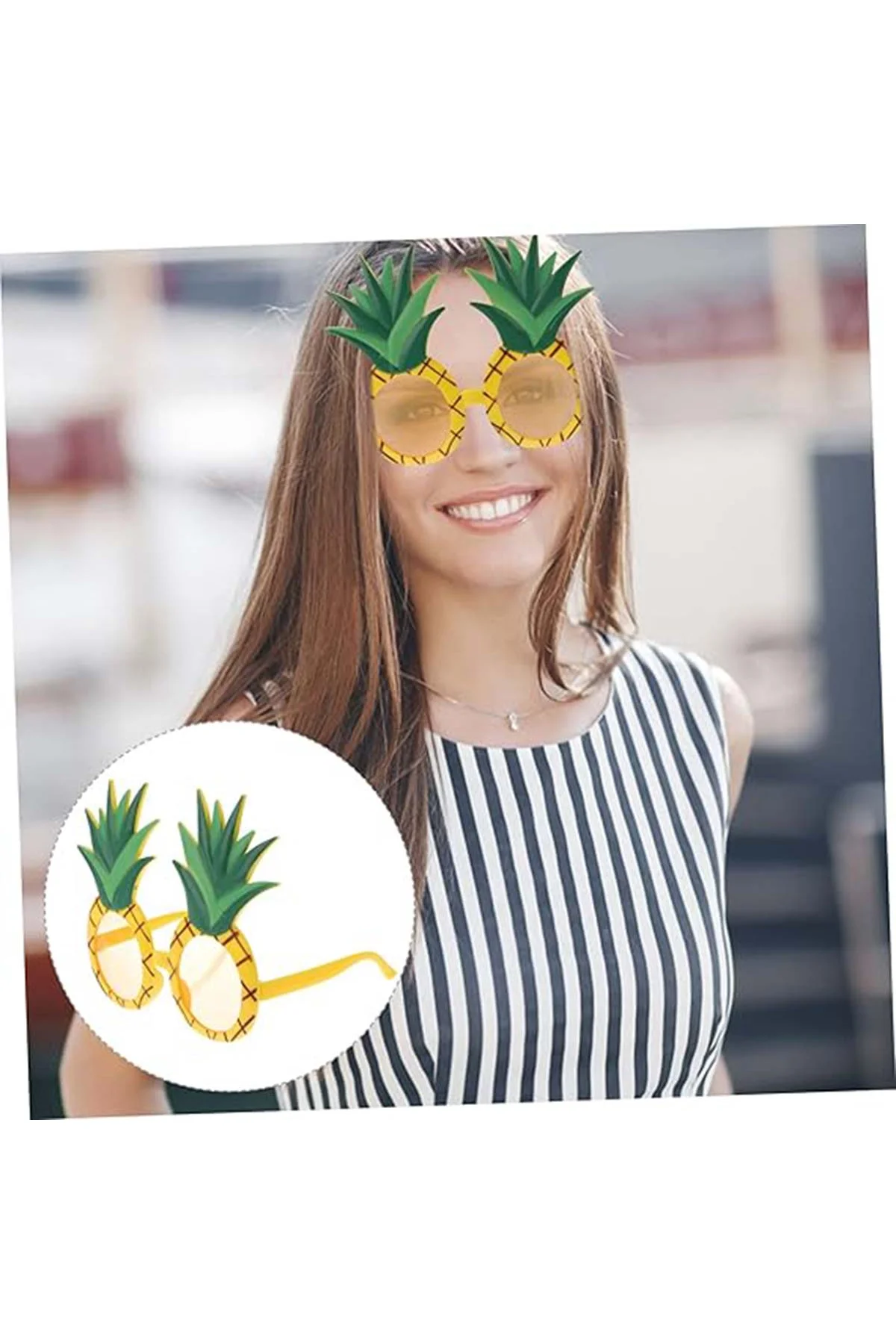 Tropikal Hawaii Ananas Şekilli Parti Gözlüğü 9.5 x 14 cm (4741) - Just Cheap Store Görsel 3