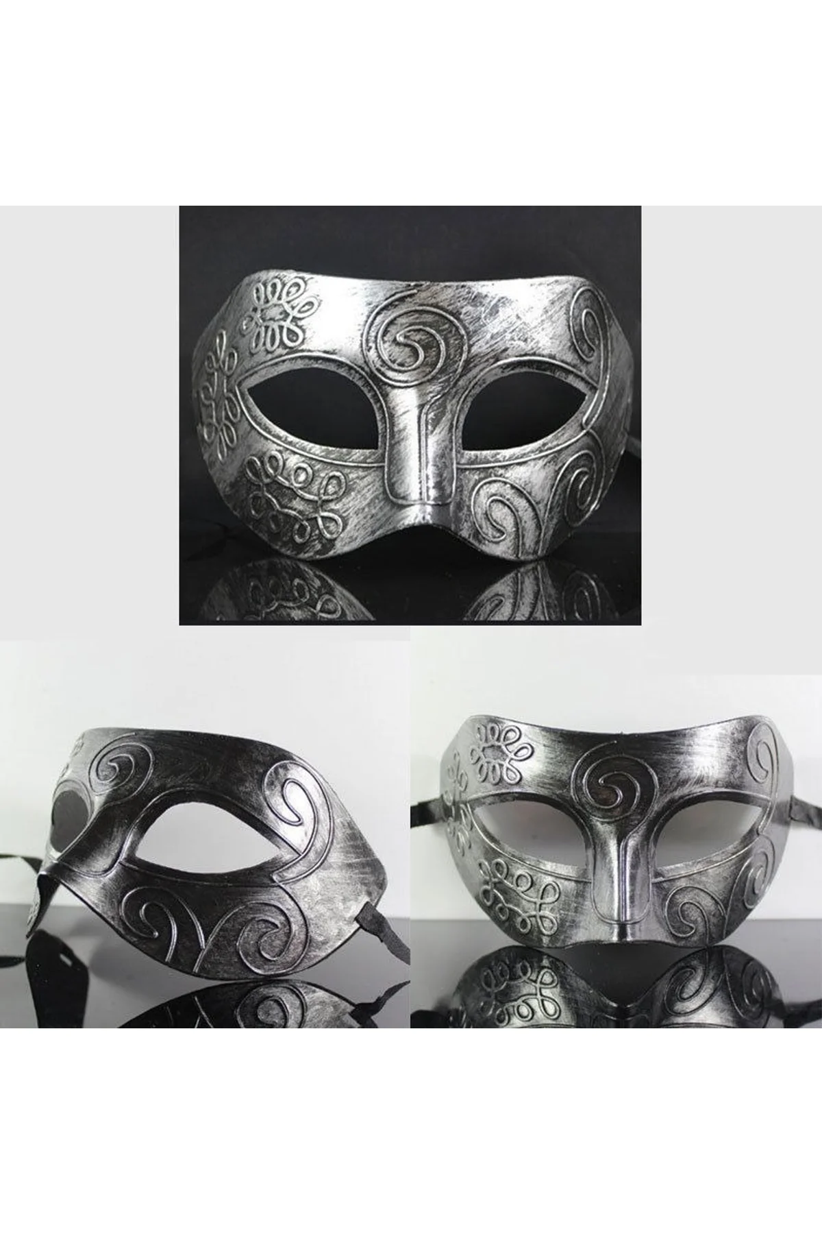 Gümüş Eskitme Yüz Maskesi - Antik Tarz Balo Maskesi (4741) - Just Cheap Store Görsel 2